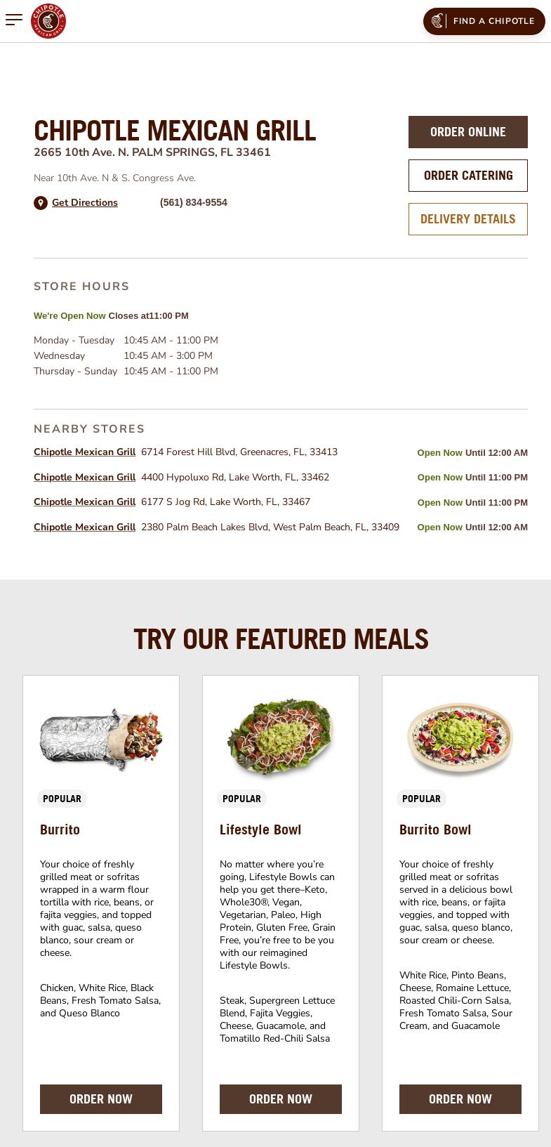 Chipotle Mexican Grill Menu