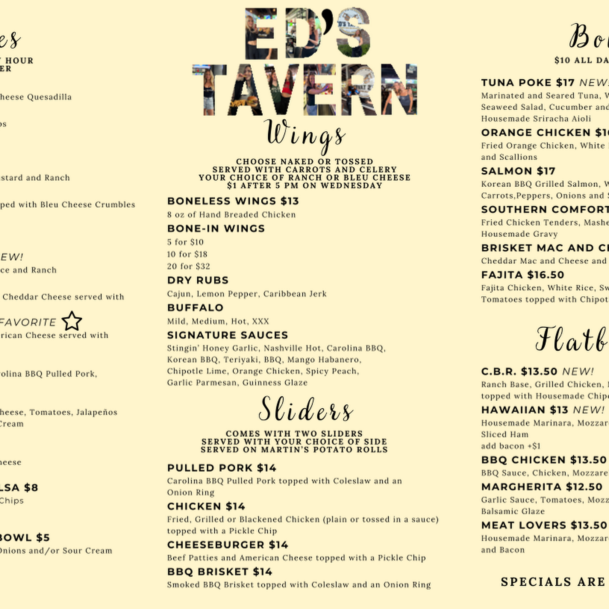Ed's Tavern Parrish Menu