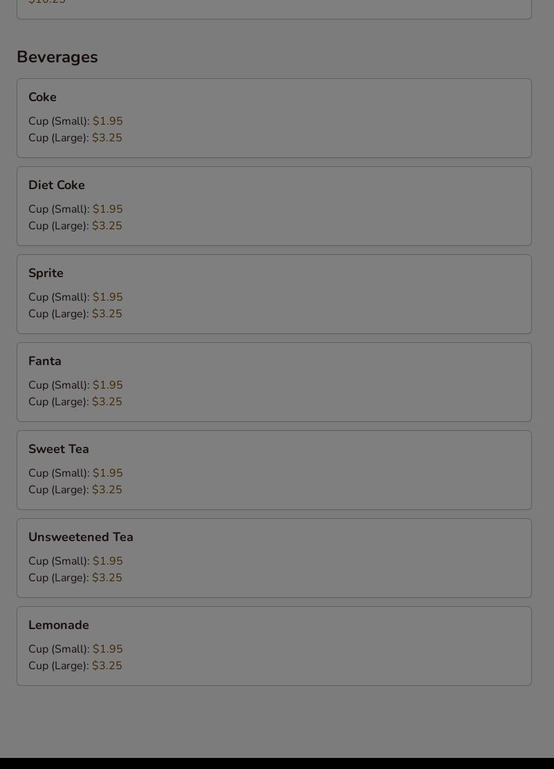New Jin Jin Buffet Menu