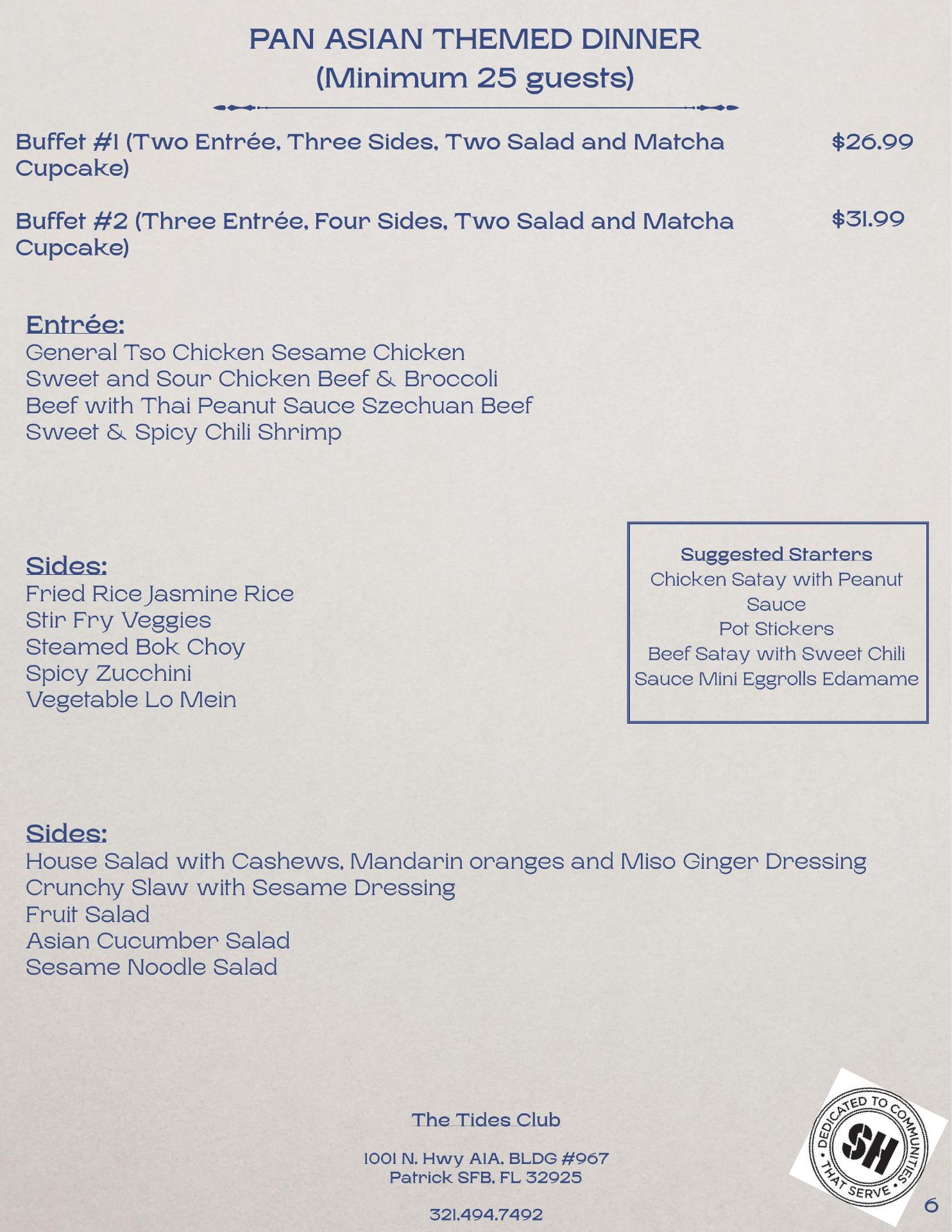 The Tides Collocated Club & Restaurant Menu
