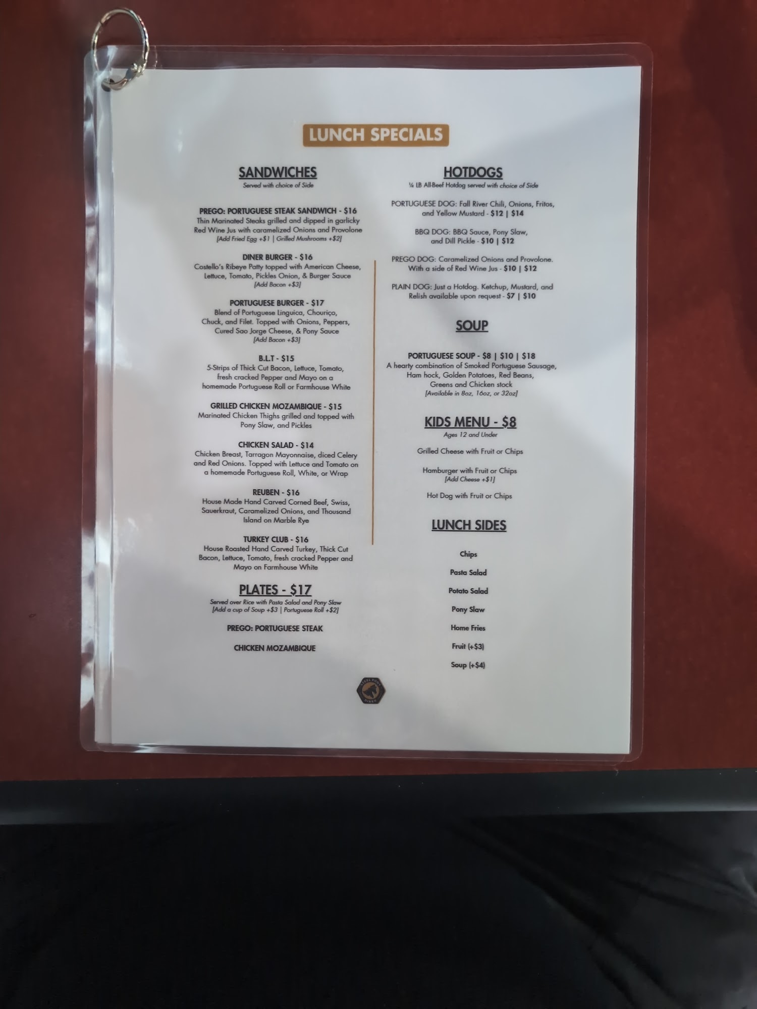 Steel Pony Diner Menu