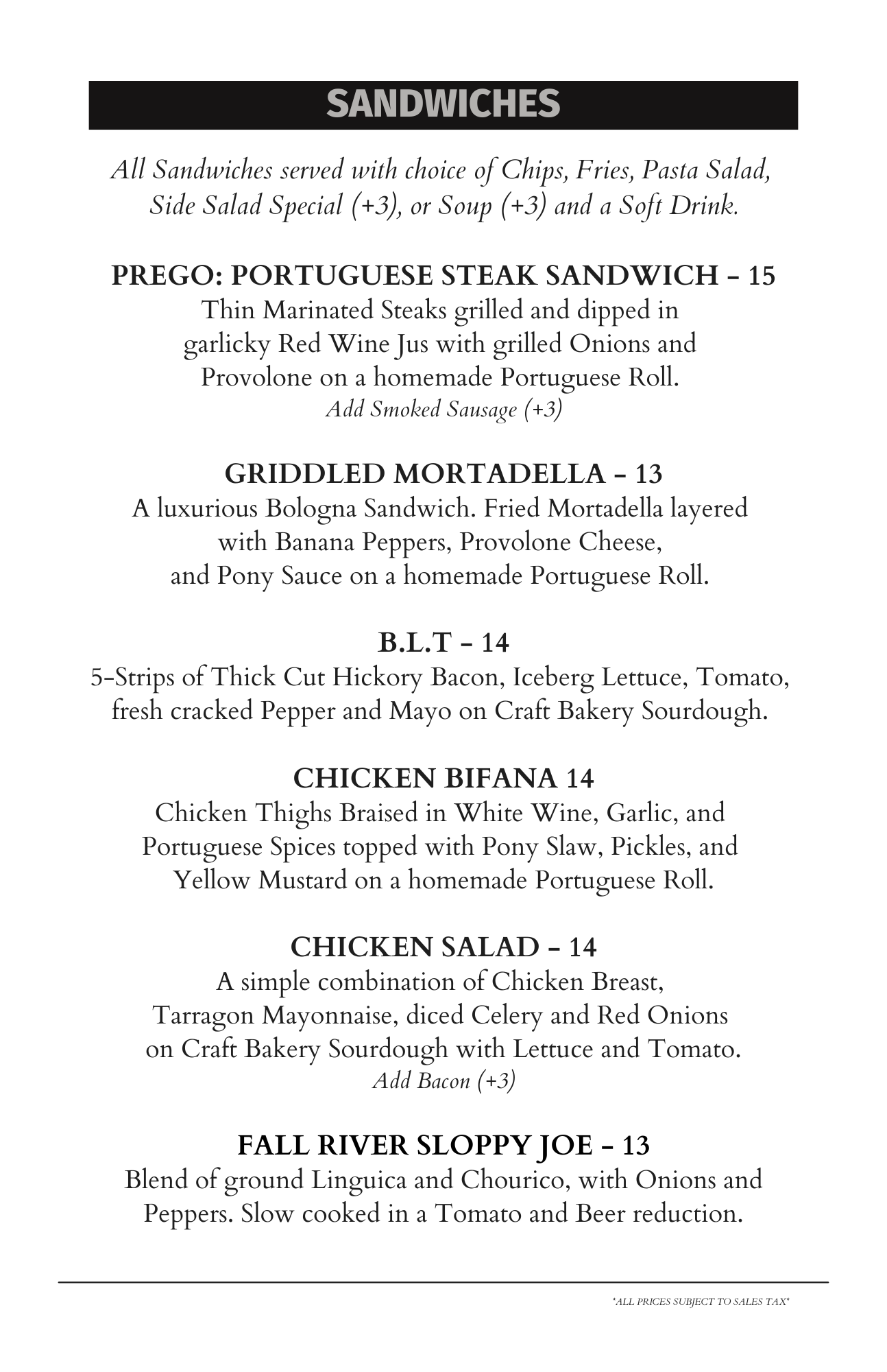 Steel Pony Diner Menu