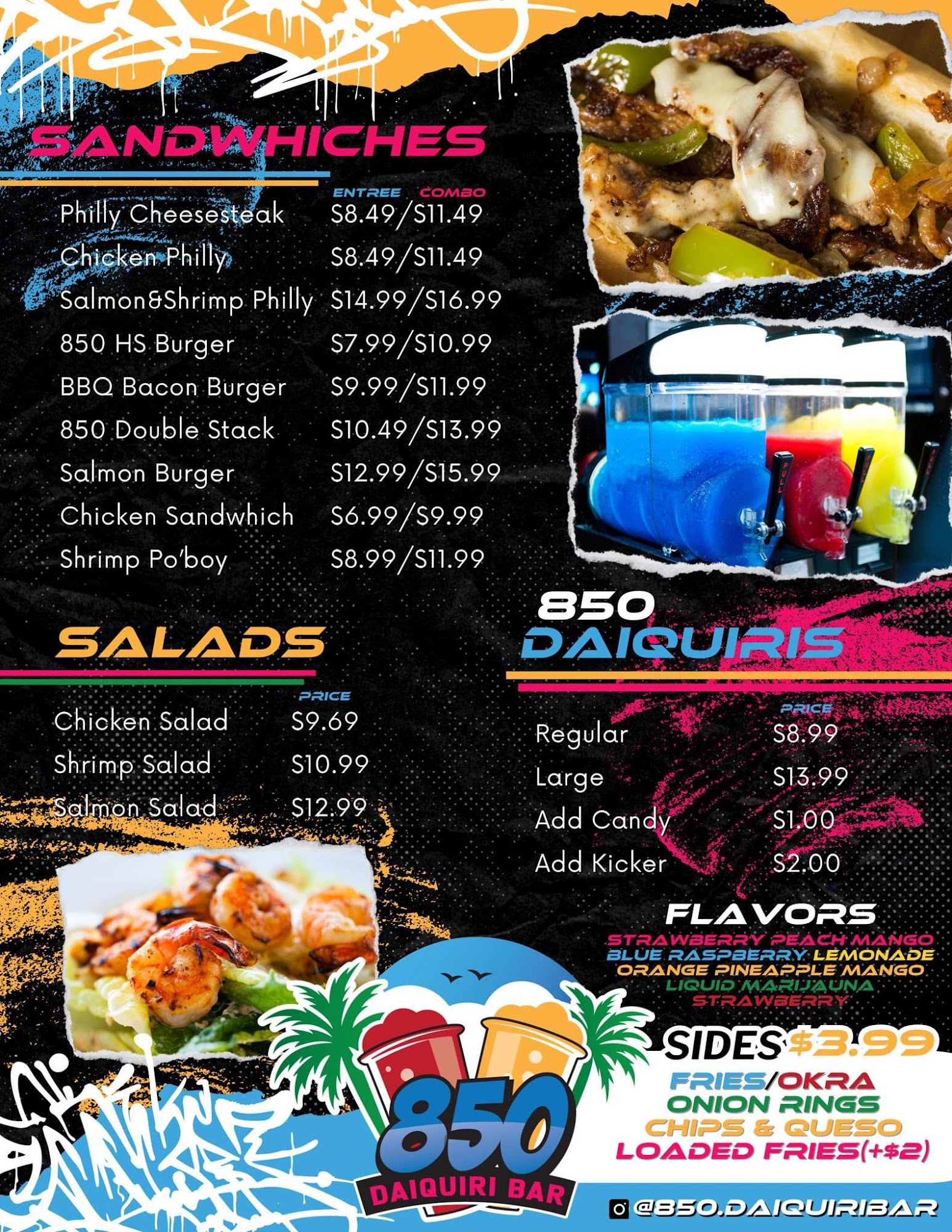 850 Daiquiri Bar Menu