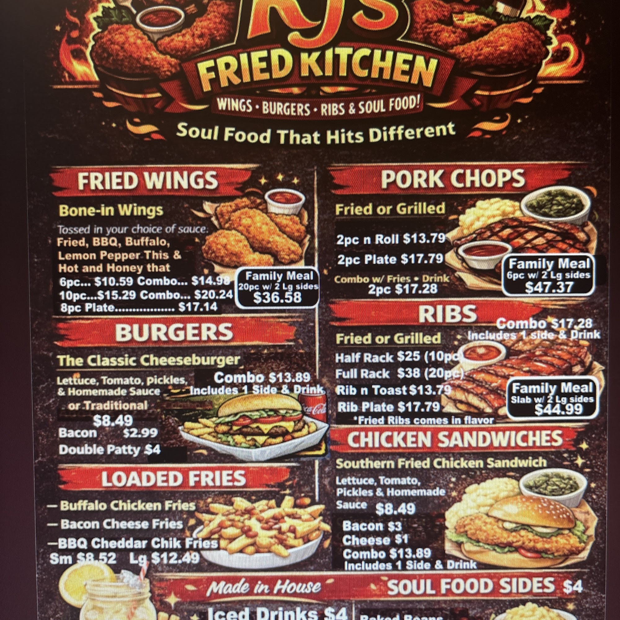 Kj's Fried Kitchen Menu