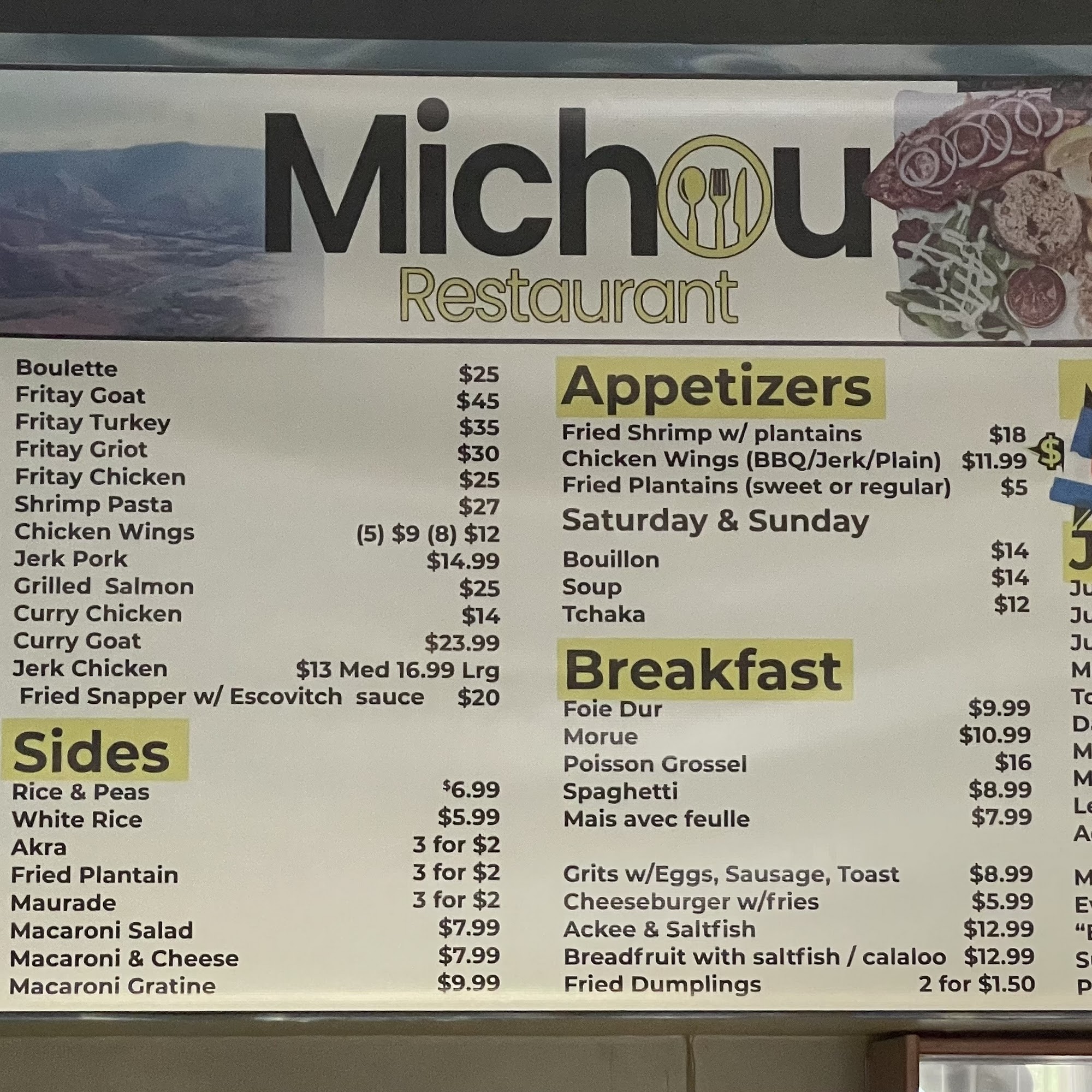 Michou Restaurant, Inc Menu