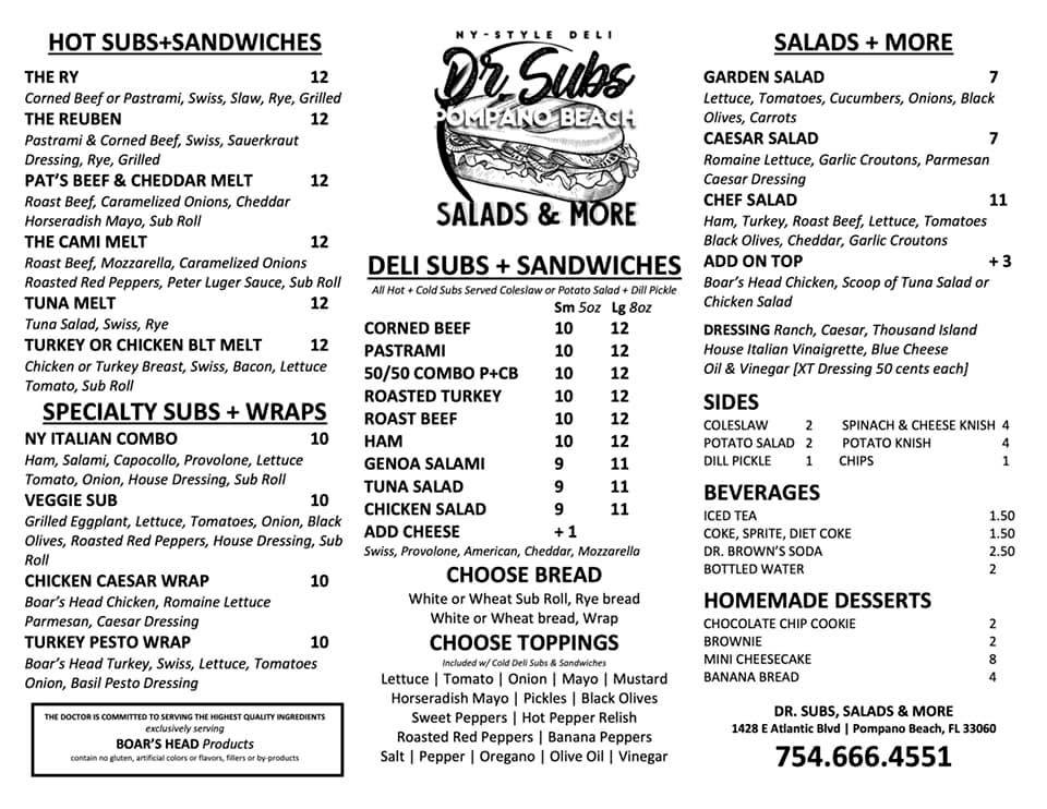 Gourmet Fresh Subs and Salads Menu