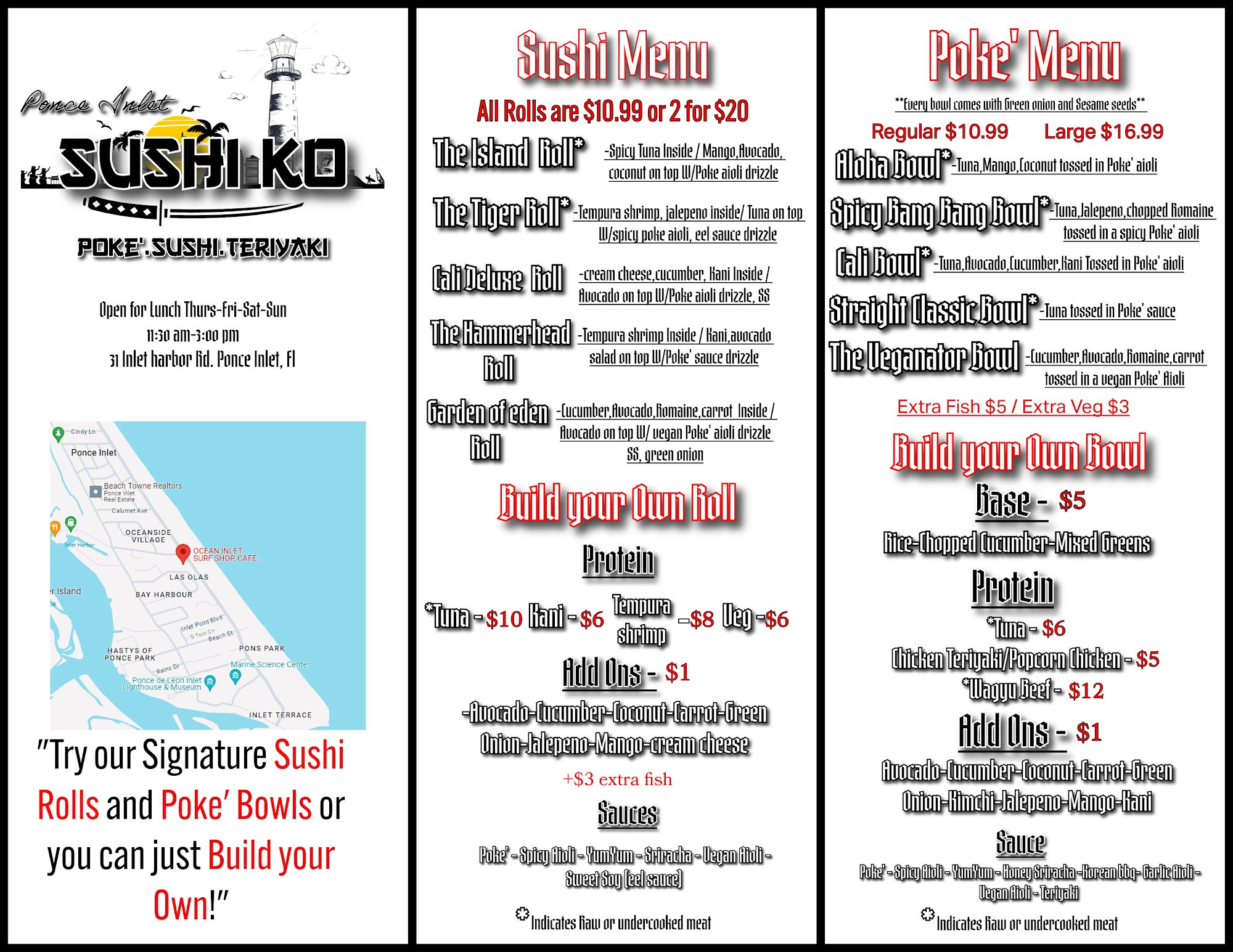 Ponce Inlet Sushi Ko Menu
