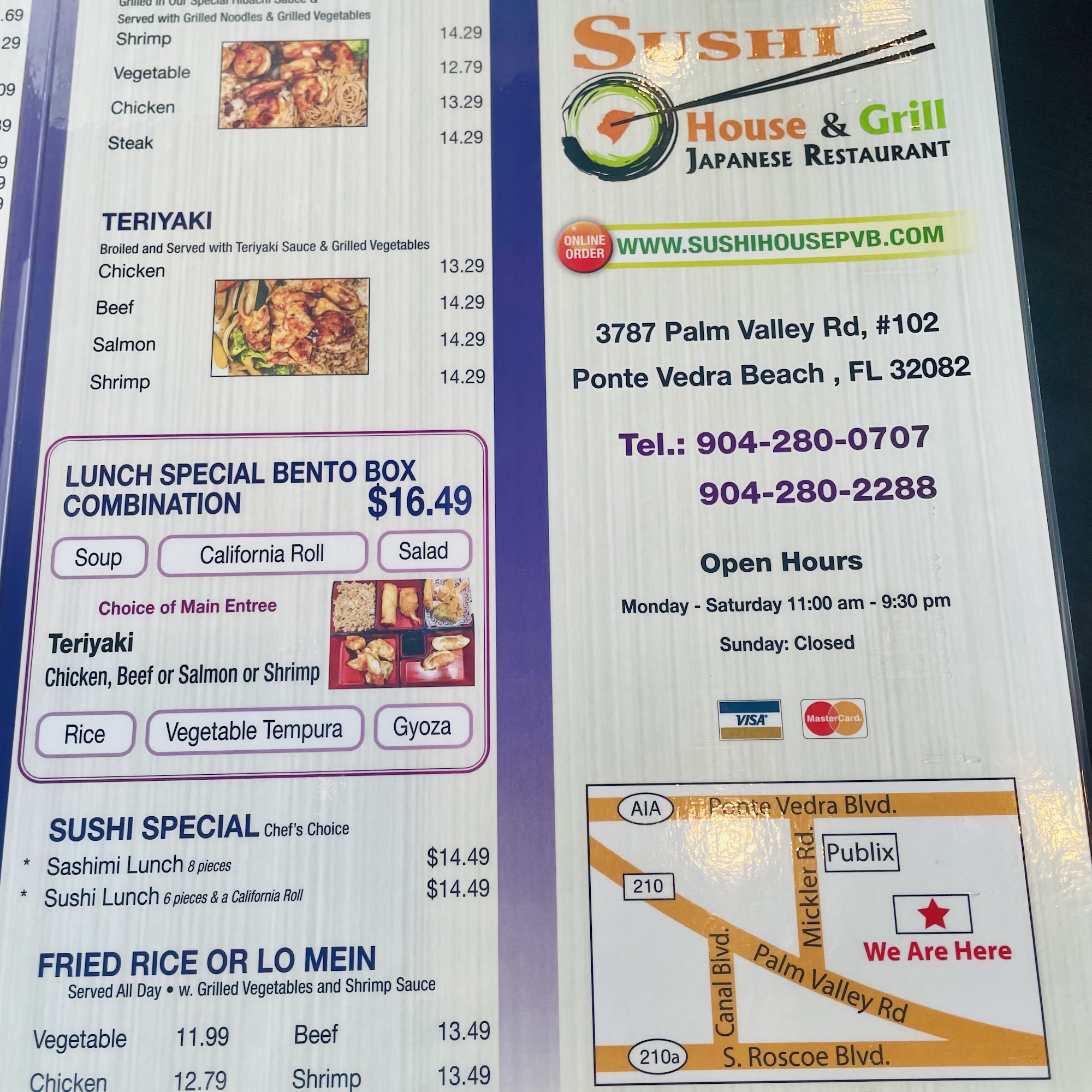 Sushi House & Grill PVB Menu