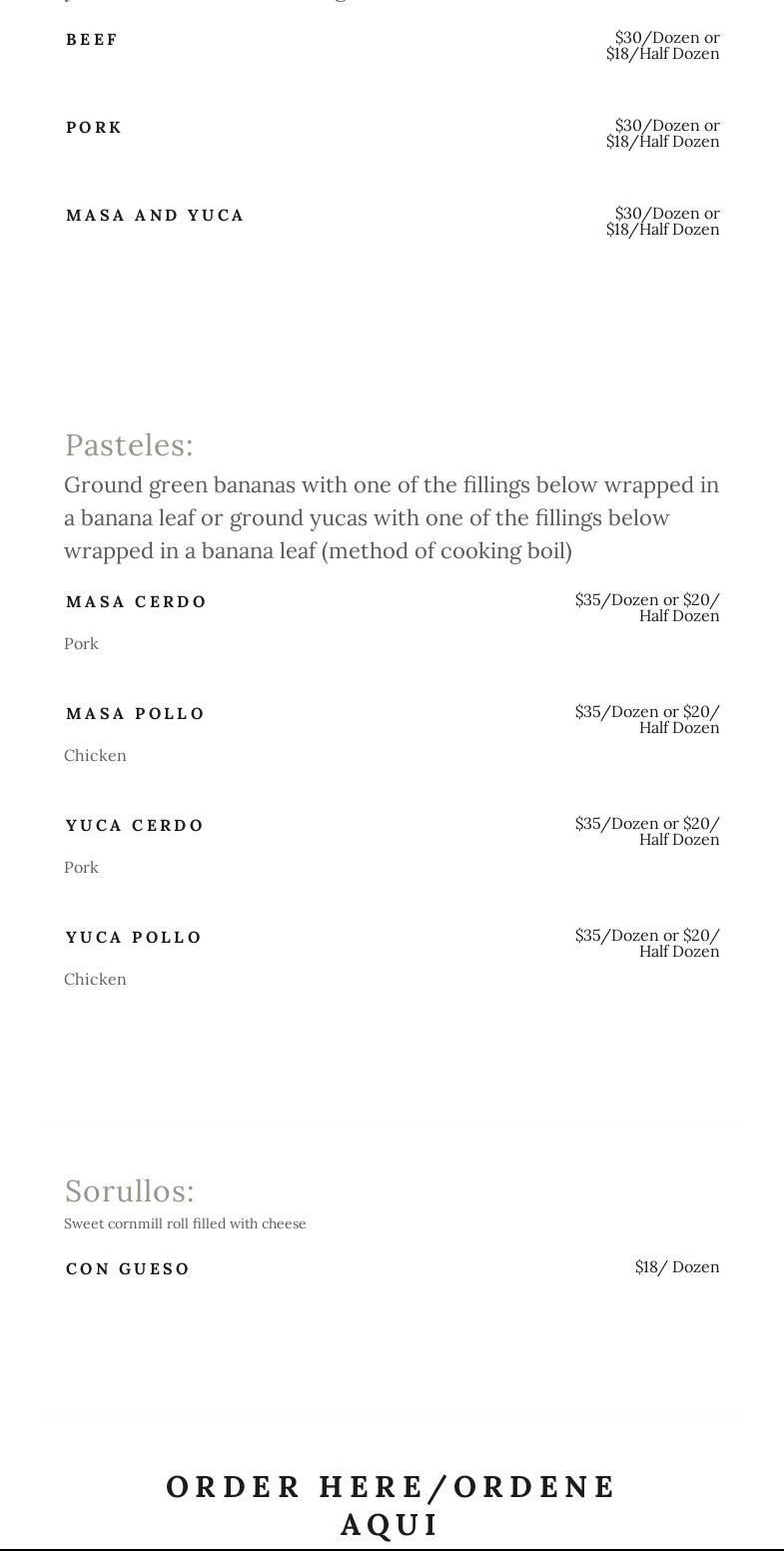 El Hay Bendito (Puerto Rican Food Truck) Menu