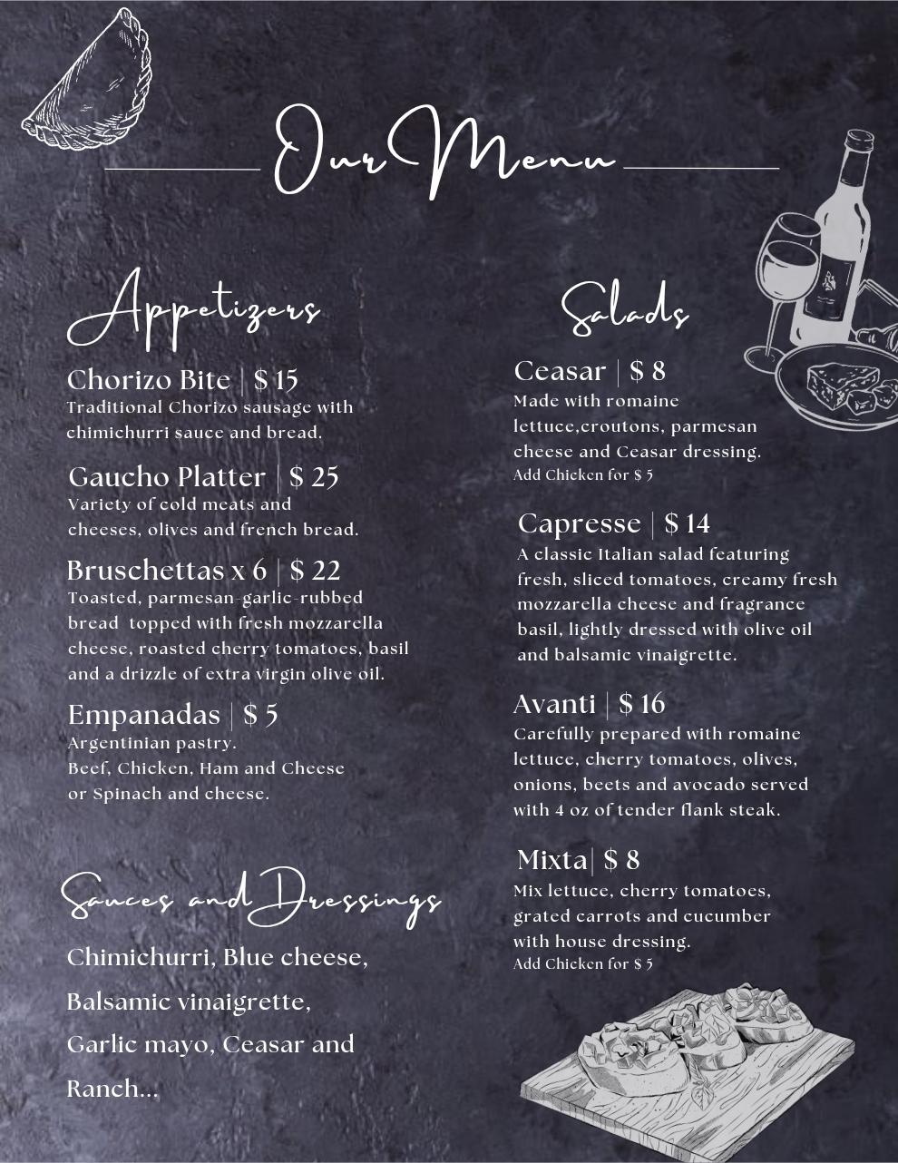 Avanti Argentinian Bistro Menu