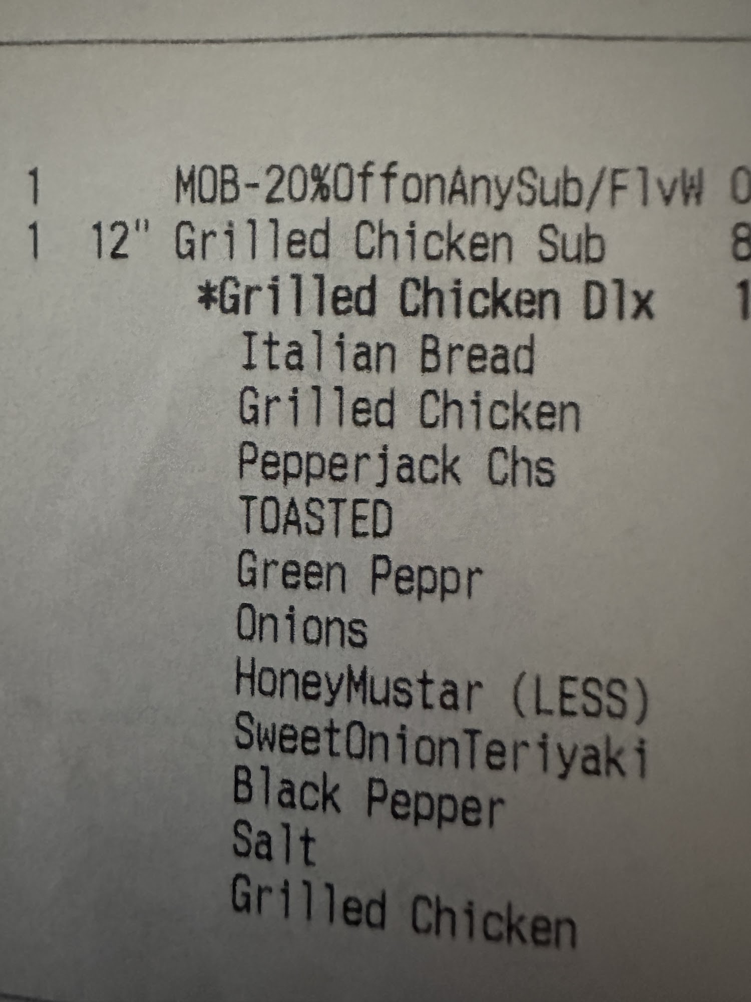 Subway Menu