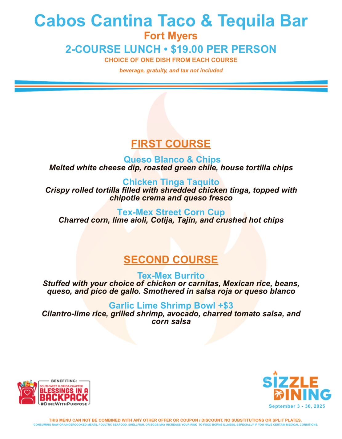 Cabos Cantina Grill & Tequila Bar Menu