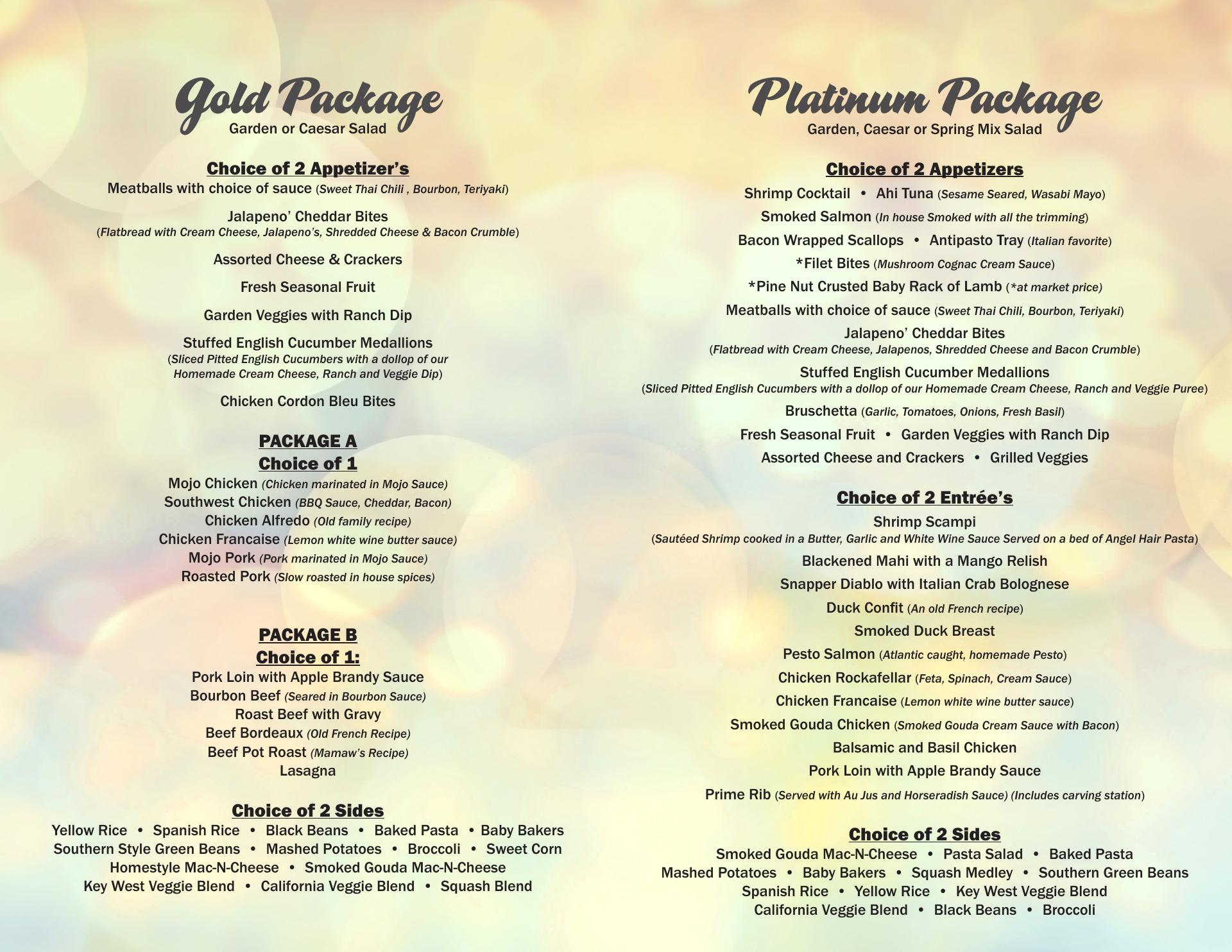 Coastal Catering Menu