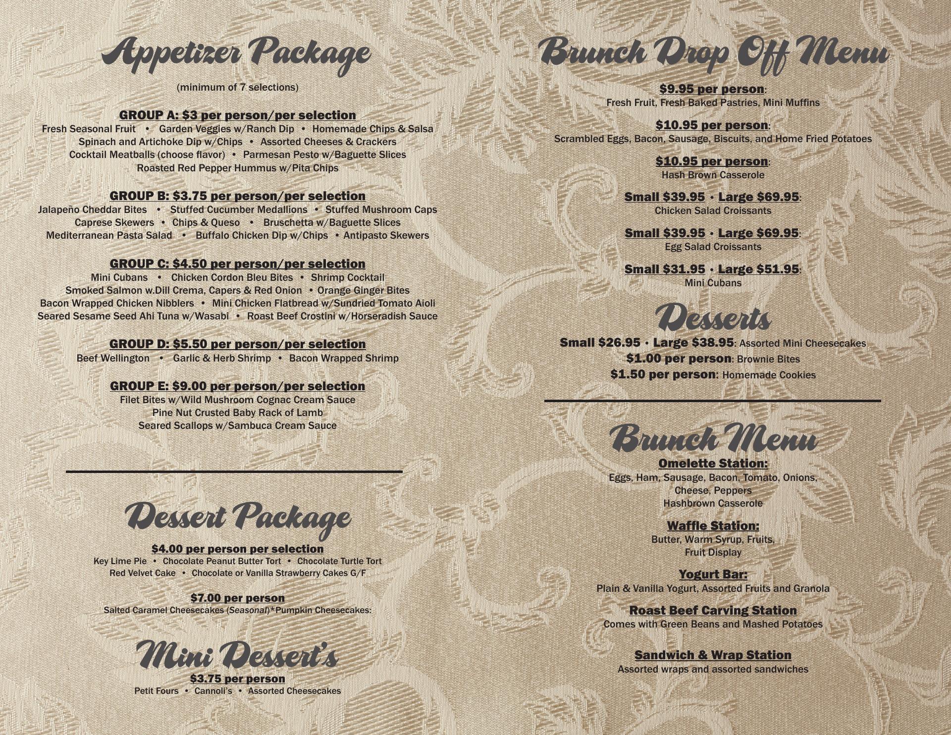 Coastal Catering Menu