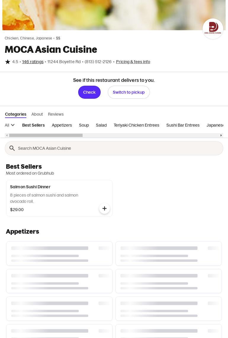 Moca Asian Cuisine Menu