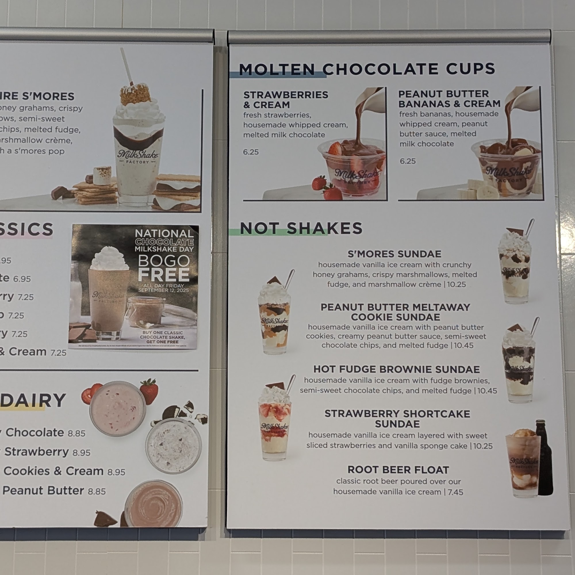 MilkShake Factory SouthShore Menu