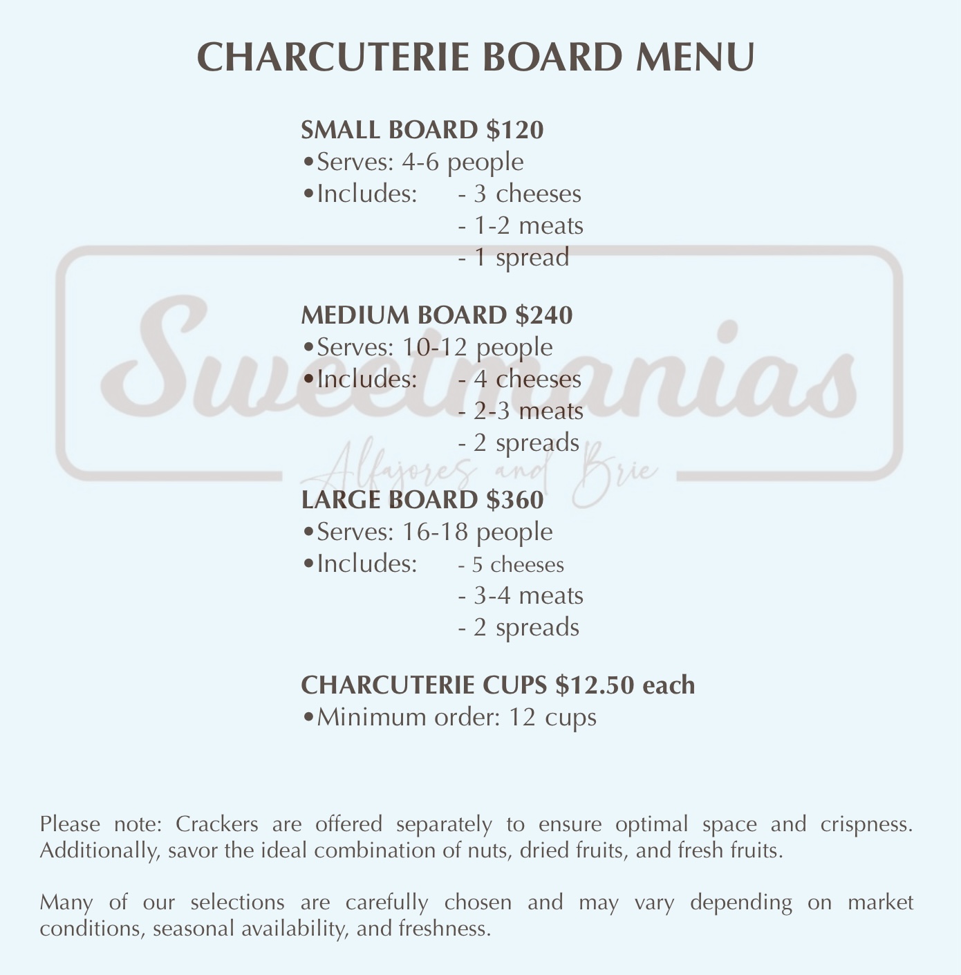 SWEETMANIAS & BRIE Menu