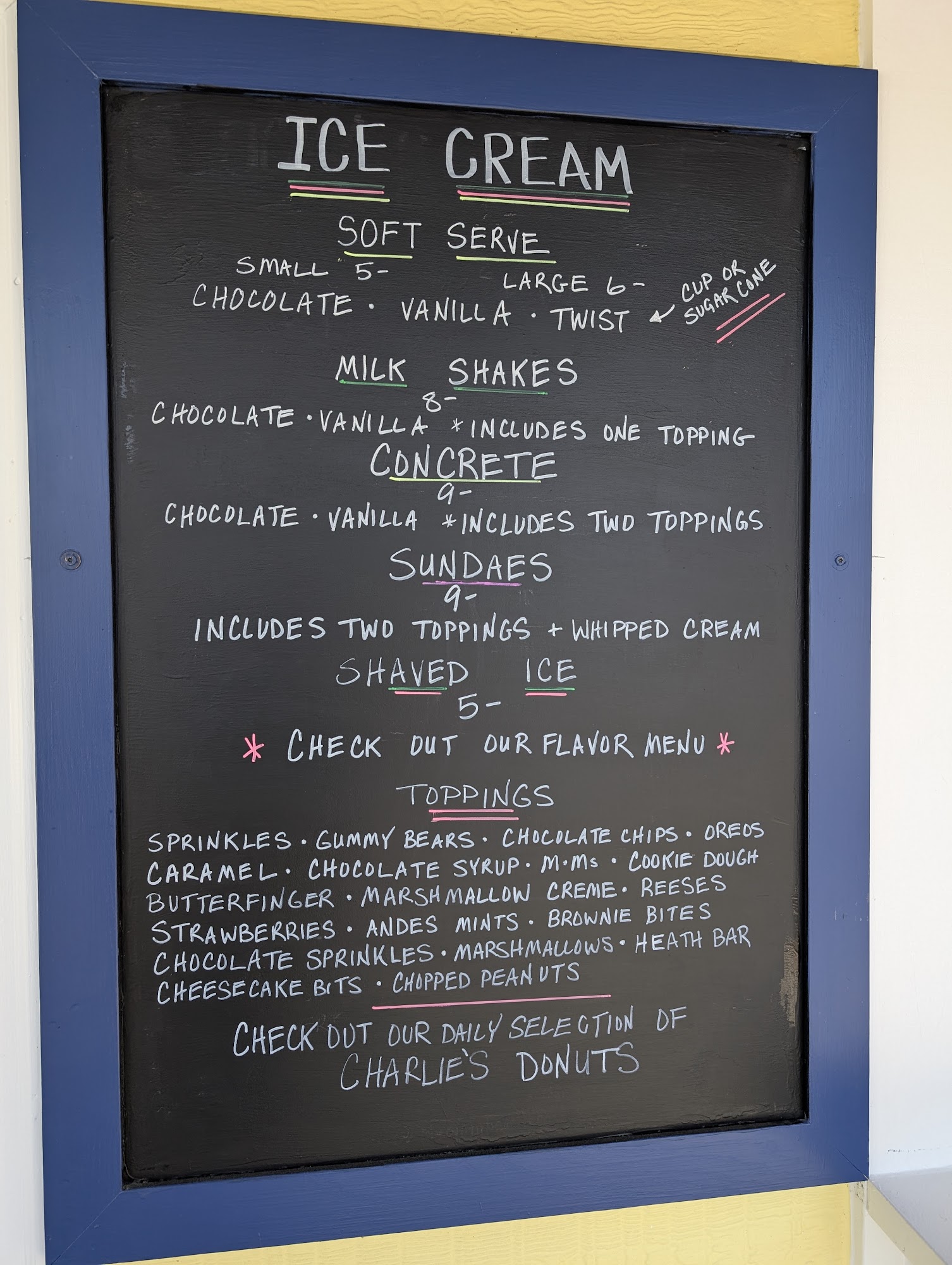Shake Shop Menu