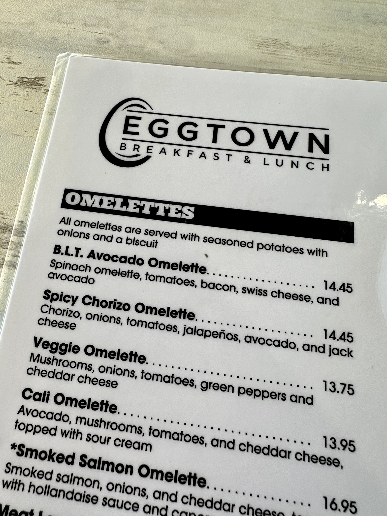 EggTown- Sarasota Menu