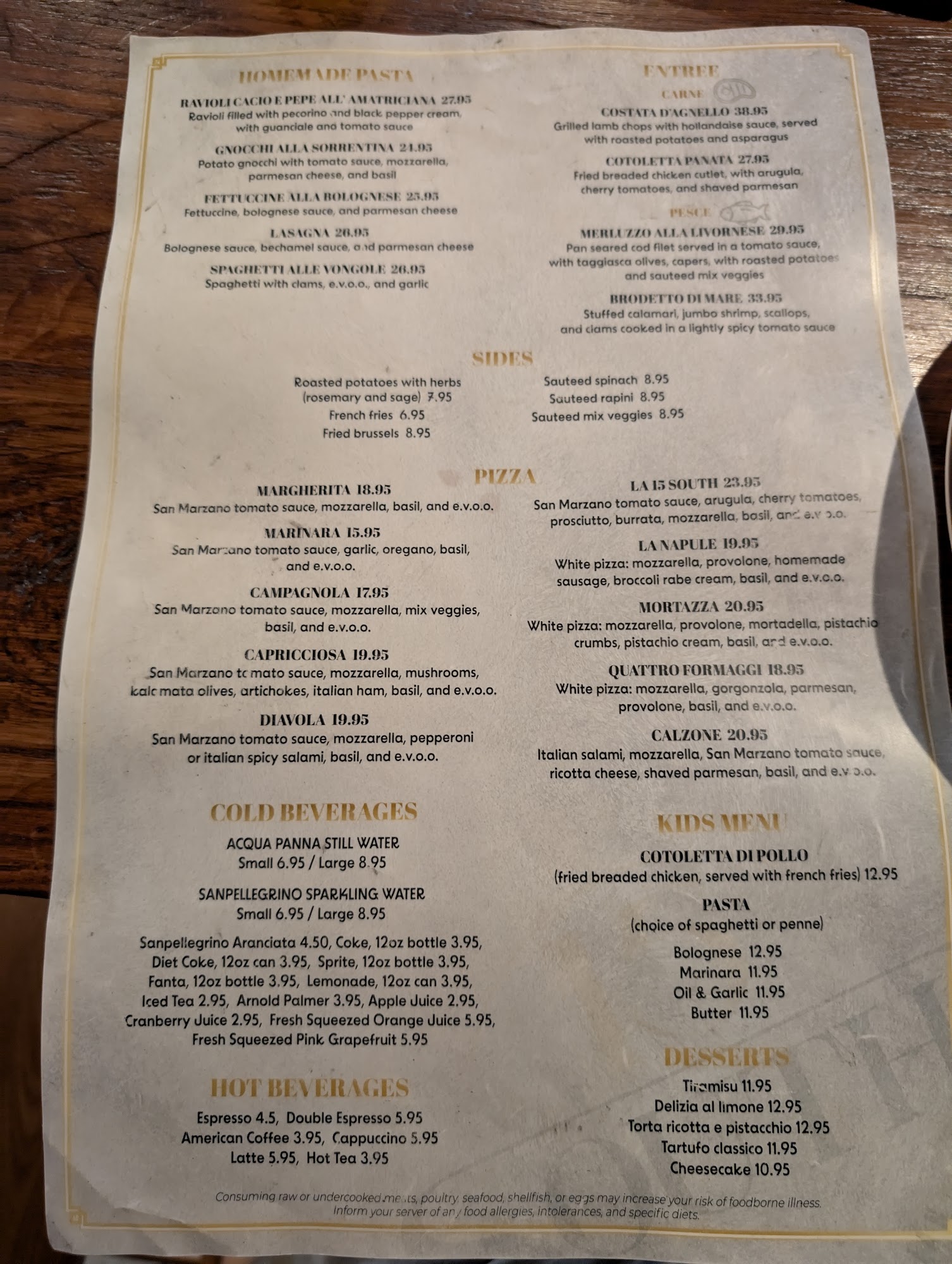 15 South by Napule Menu