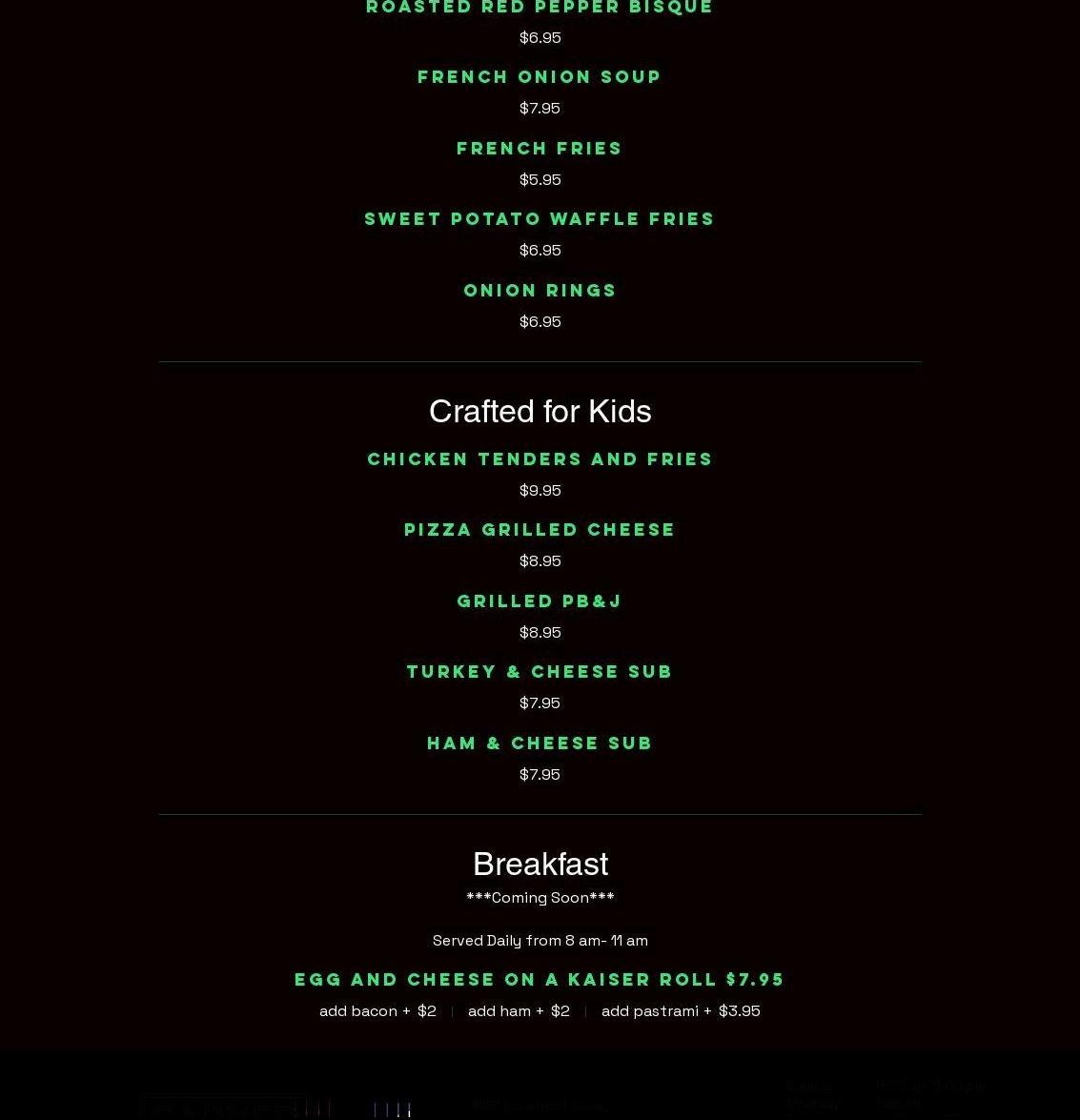 Carved Crafted Sandwiches Menu