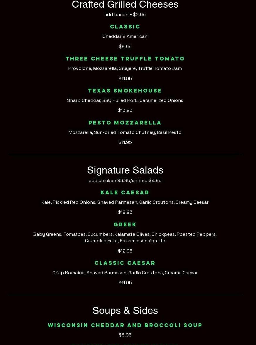 Carved Crafted Sandwiches Menu