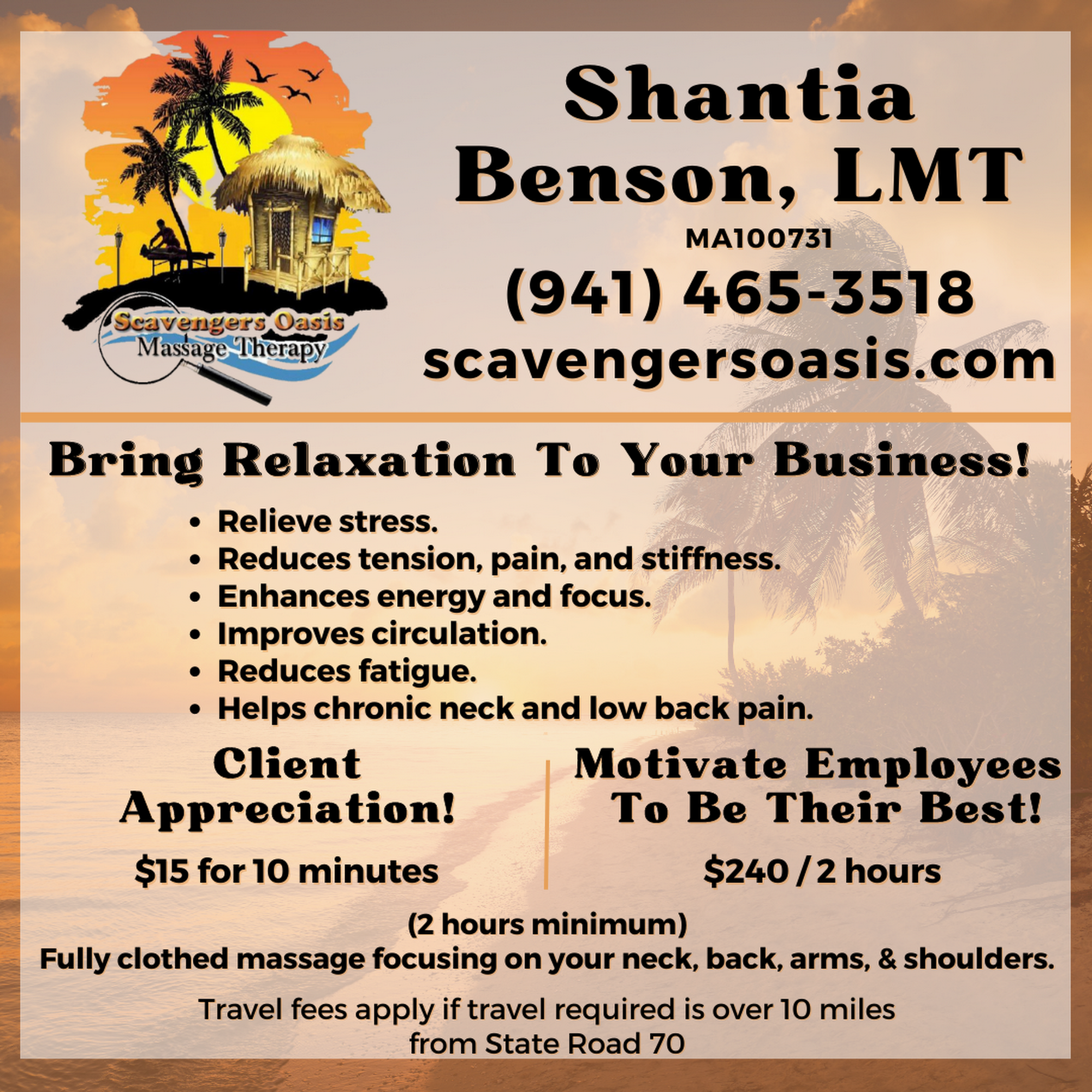 Scavengers Oasis Massage Therapy LLC 630 S Orange Ave UNIT 201, Sarasota Florida 34236