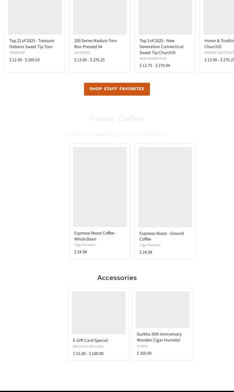 Cigar Paradise Boutique Menu