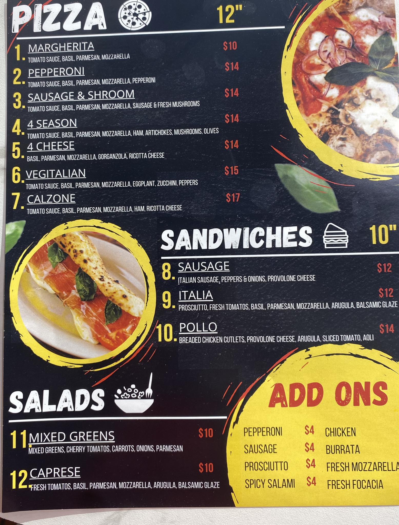 Antonio's Pizza Pit Menu