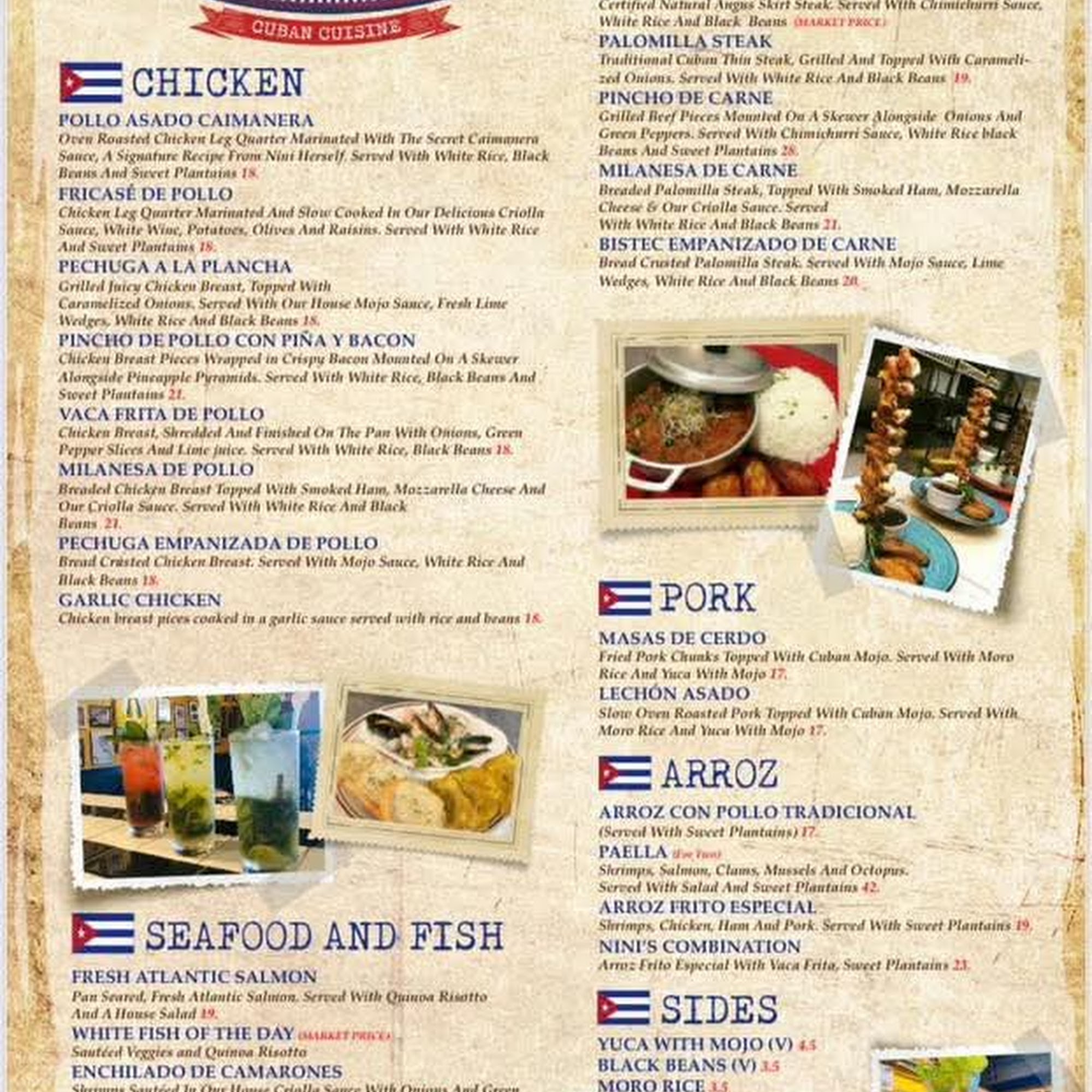 Nini's Cuban Restaurant Menu