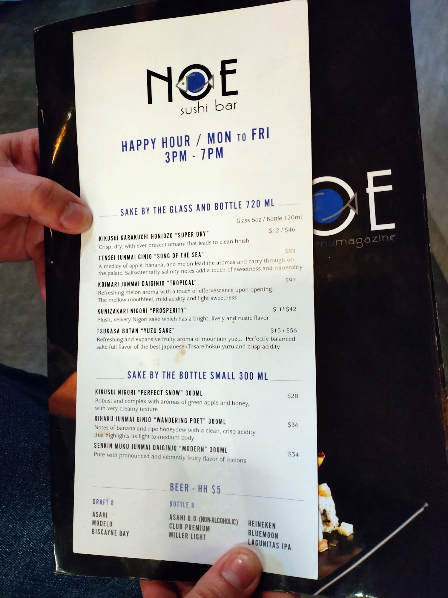 Noe Sushi Bar Miami Menu