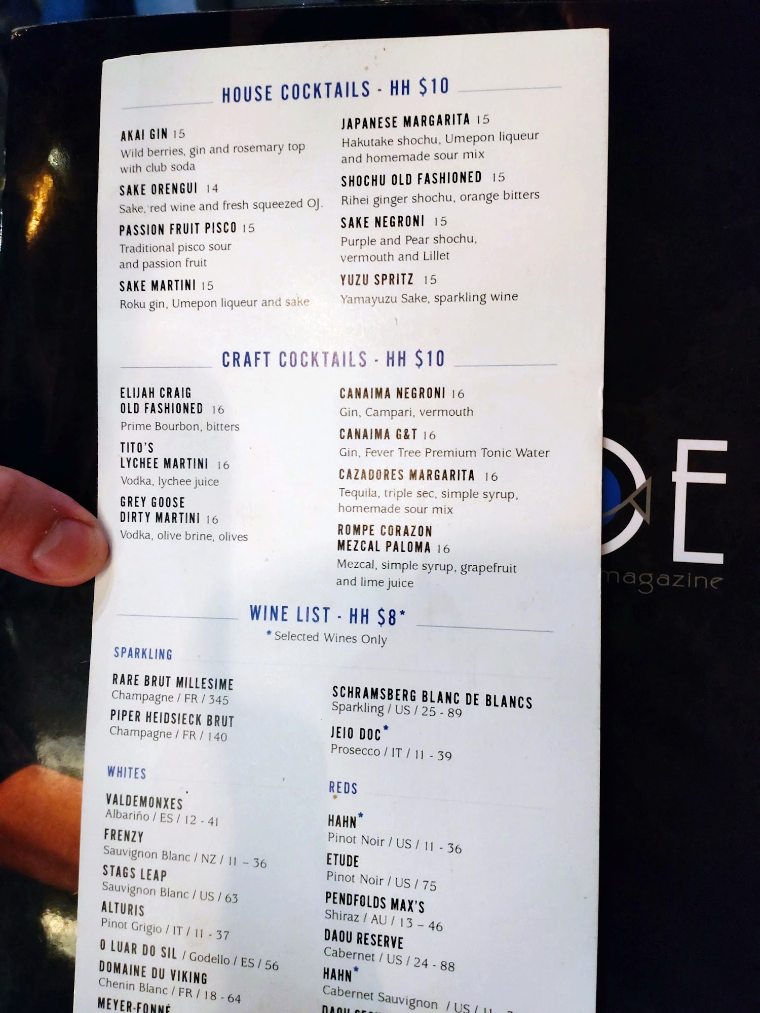 Noe Sushi Bar Miami Menu