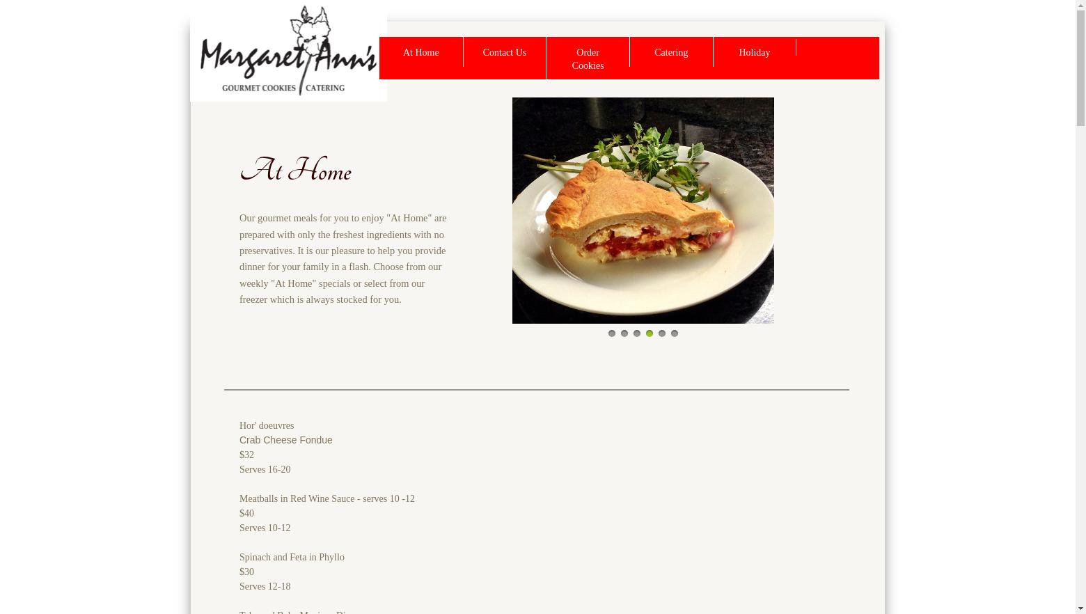 Margaret Ann' Catering and Gourmet Cookies Menu