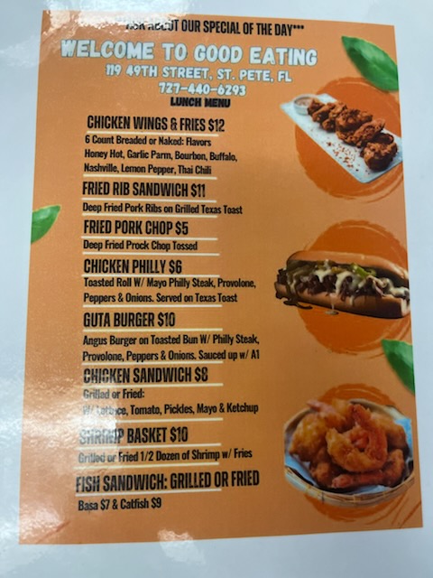 Good Eating LLC Menu