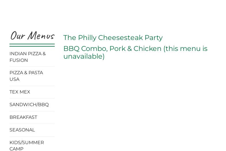 Catering Specialties Menu