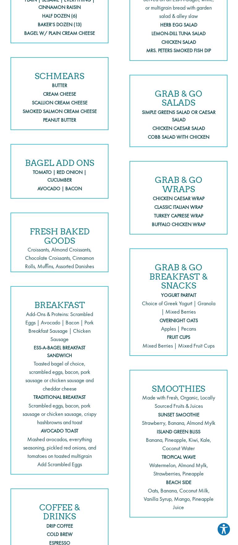 The Hutch Market & Cafe Menu