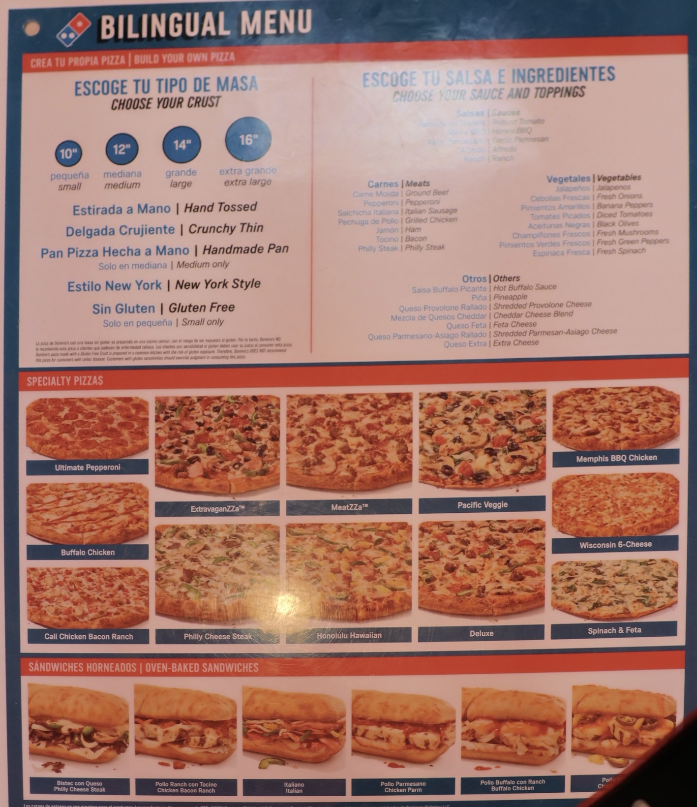 Domino's Pizza Menu