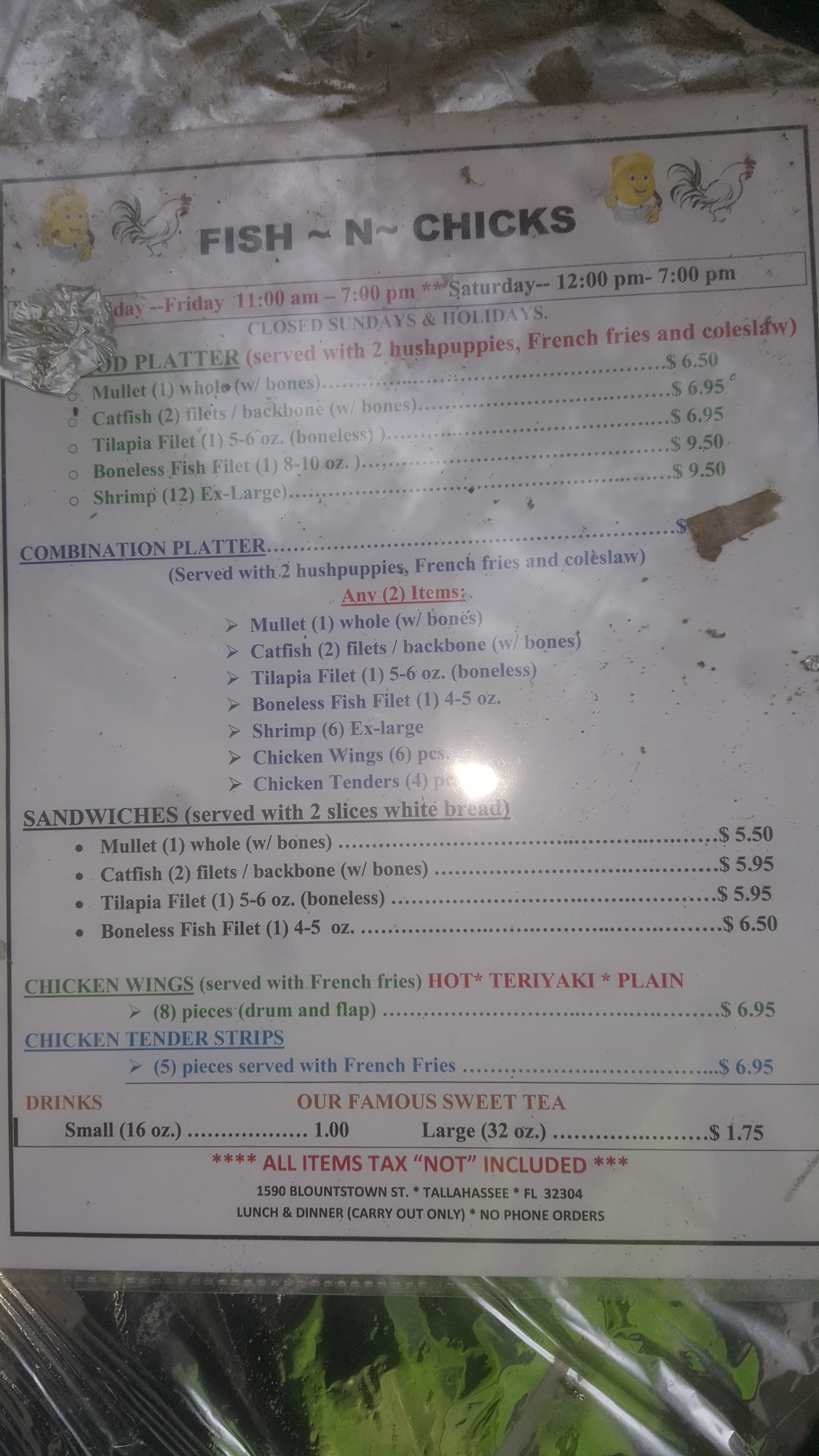 Kim's Seafood Market Menu