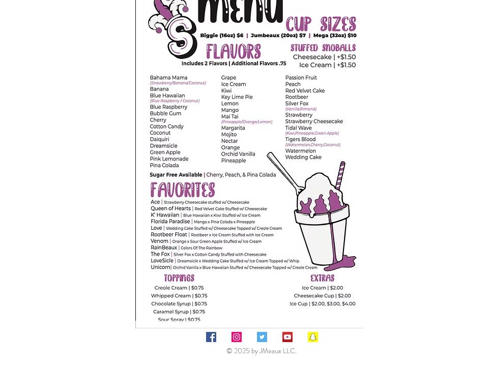 SneauxBall Drive Thru Menu