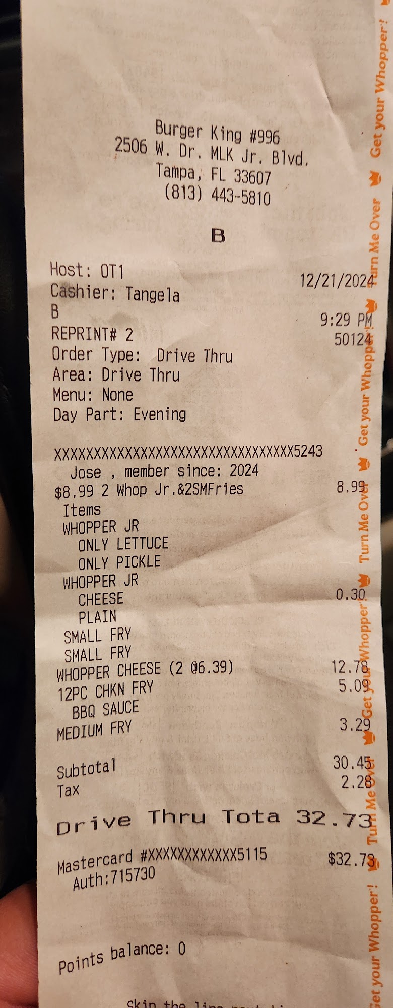 Burger King Menu