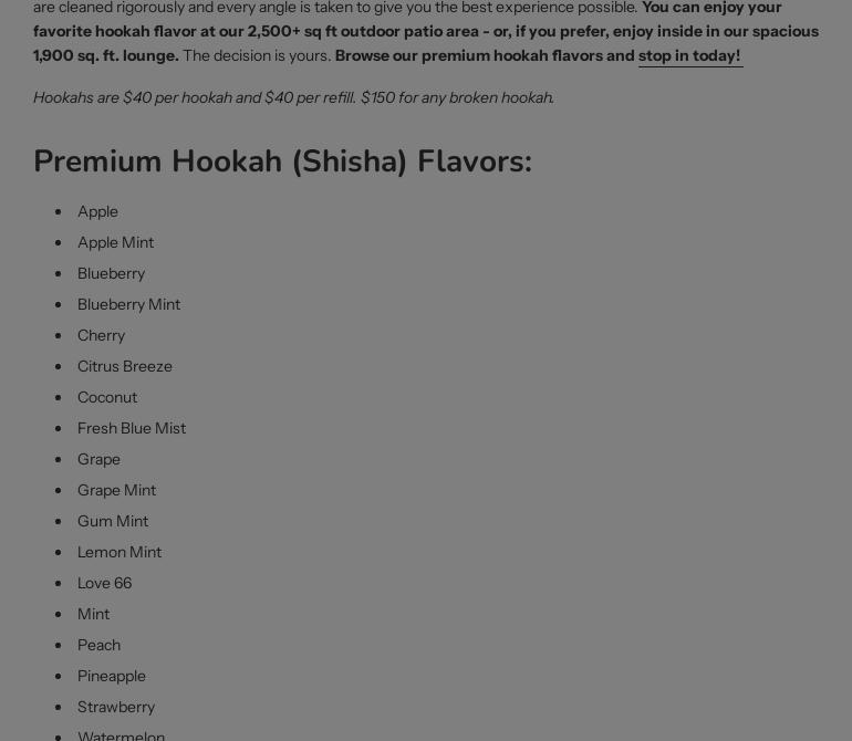 Findy Cigar Company & Hookah Lounge Menu