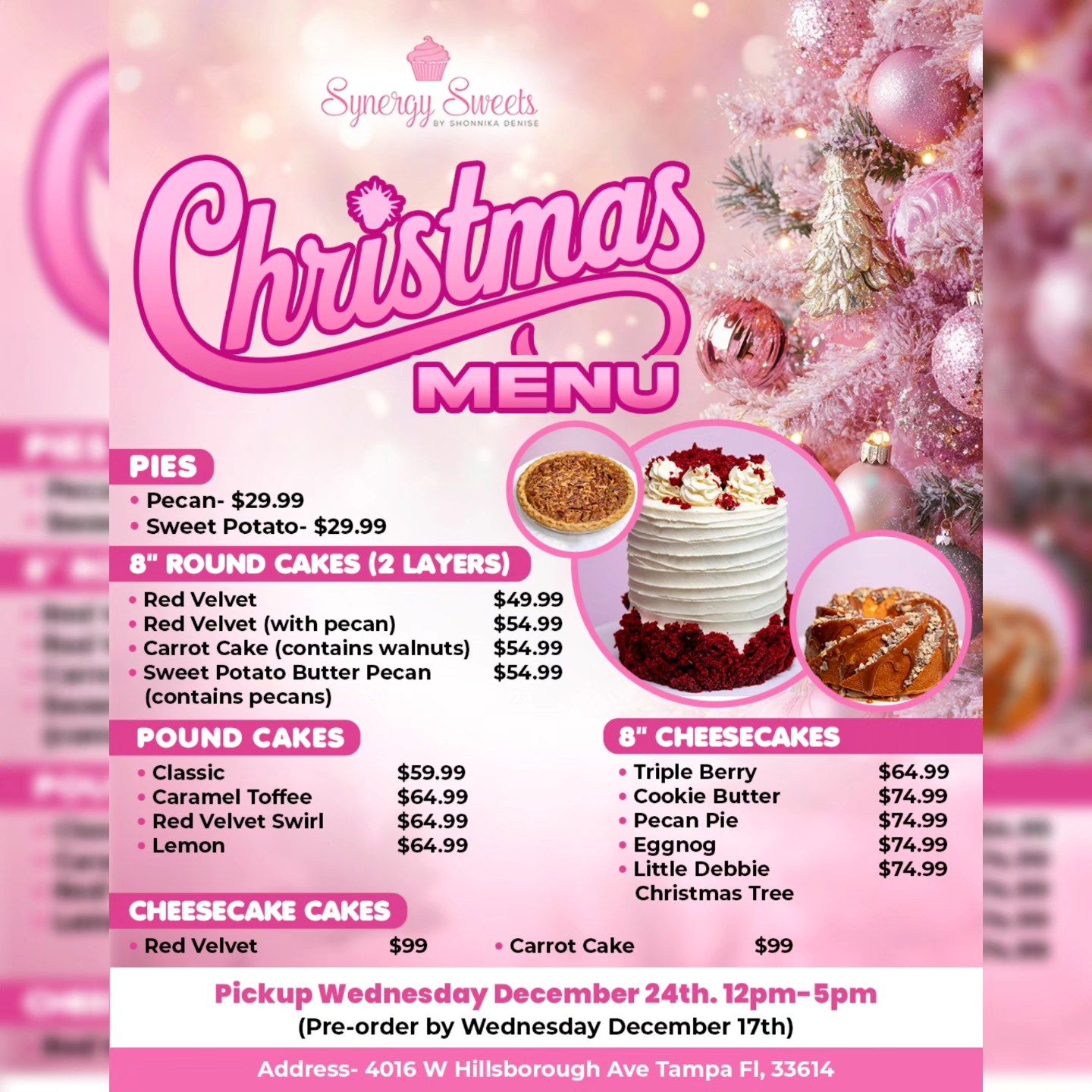 Synergy Sweets Menu