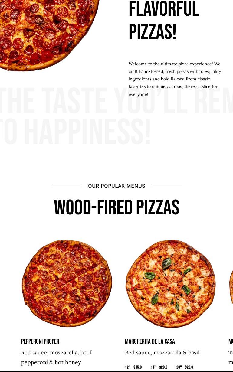 Pizza Kitchen Menu