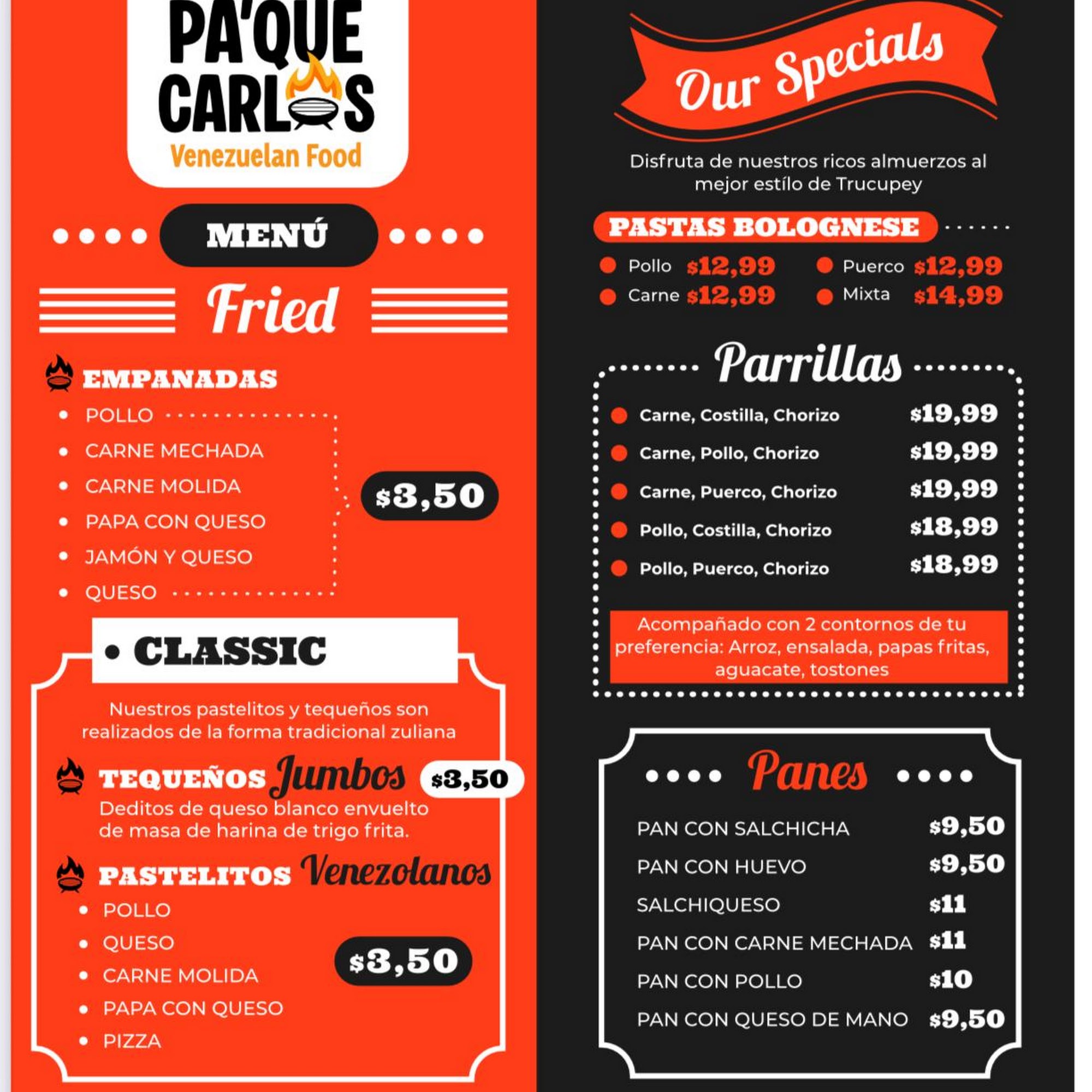 Pa’que carlos Menu