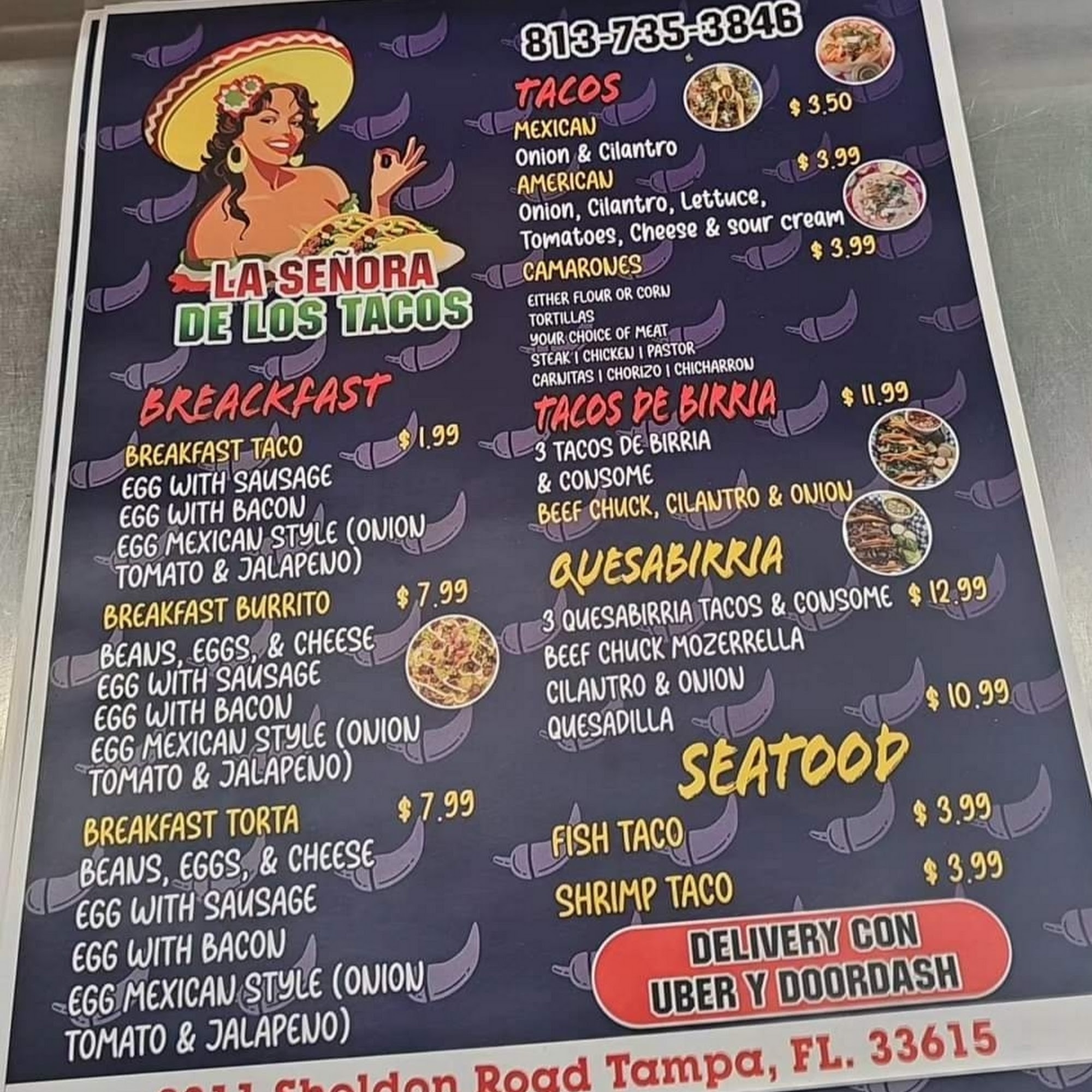 La señora de los tacos Menu