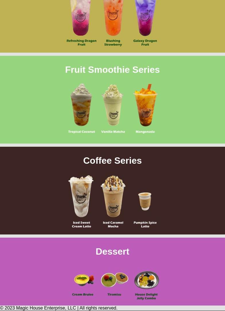 M Tea and Coffee Menu