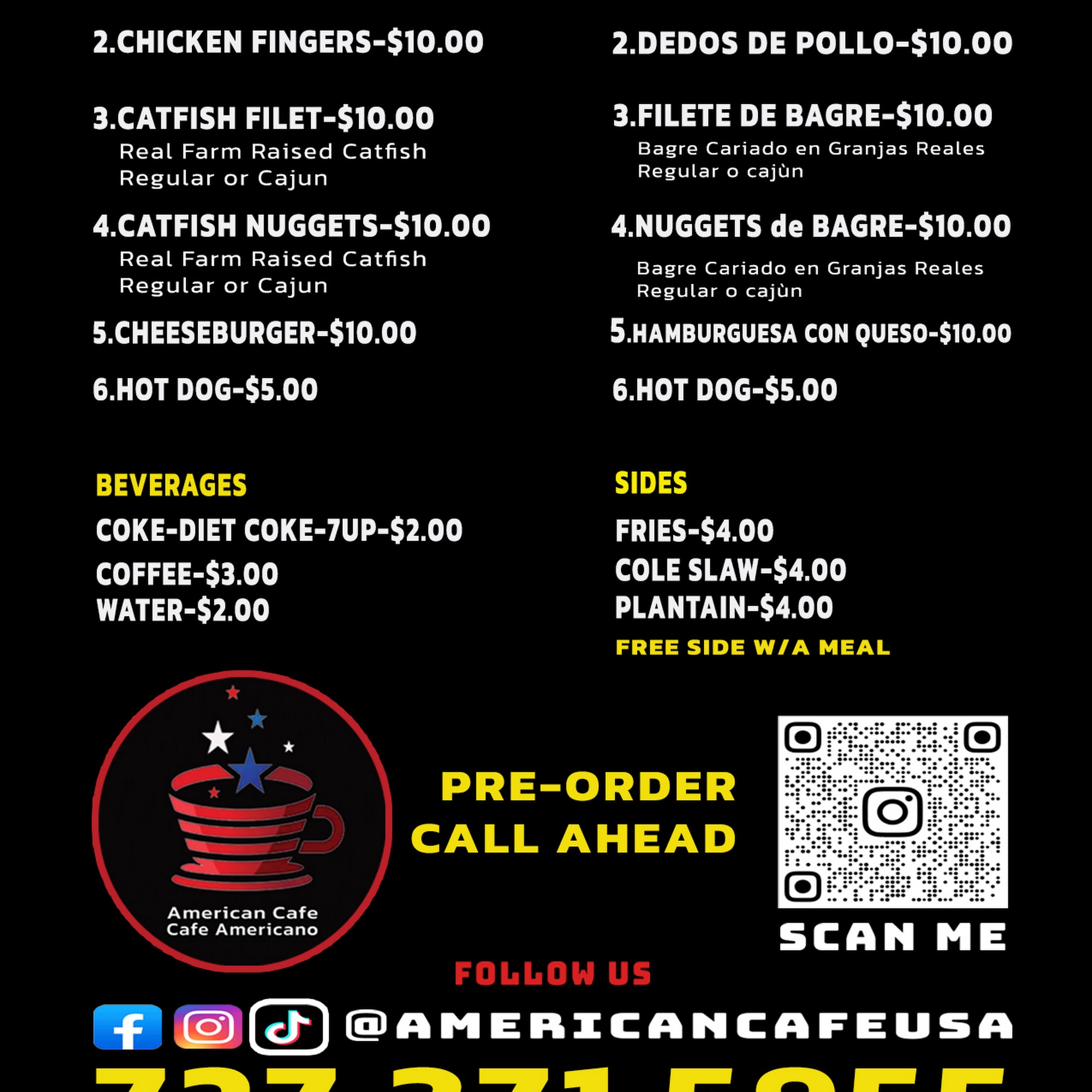 American Cafe Menu