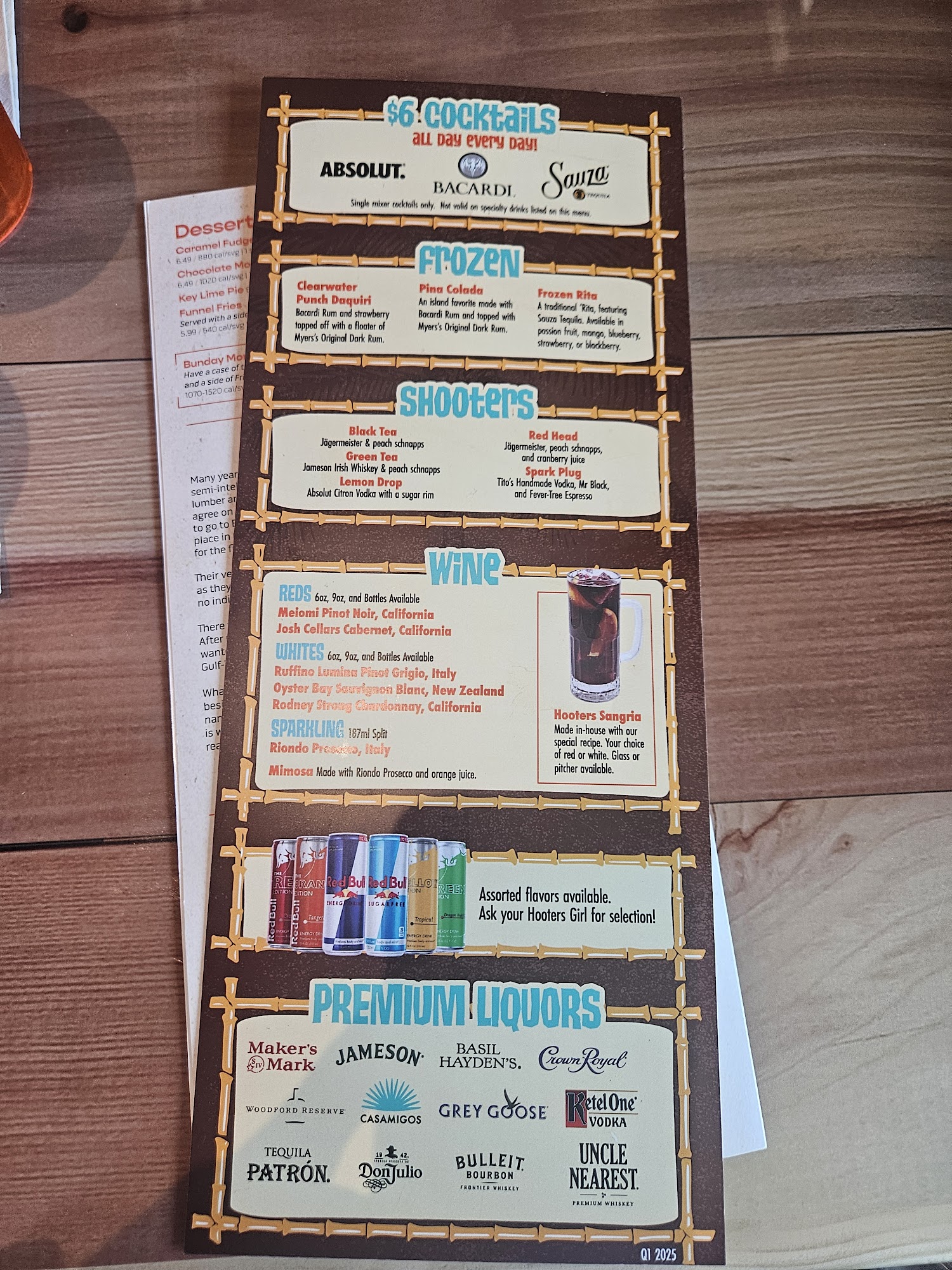 Original Hooters Menu