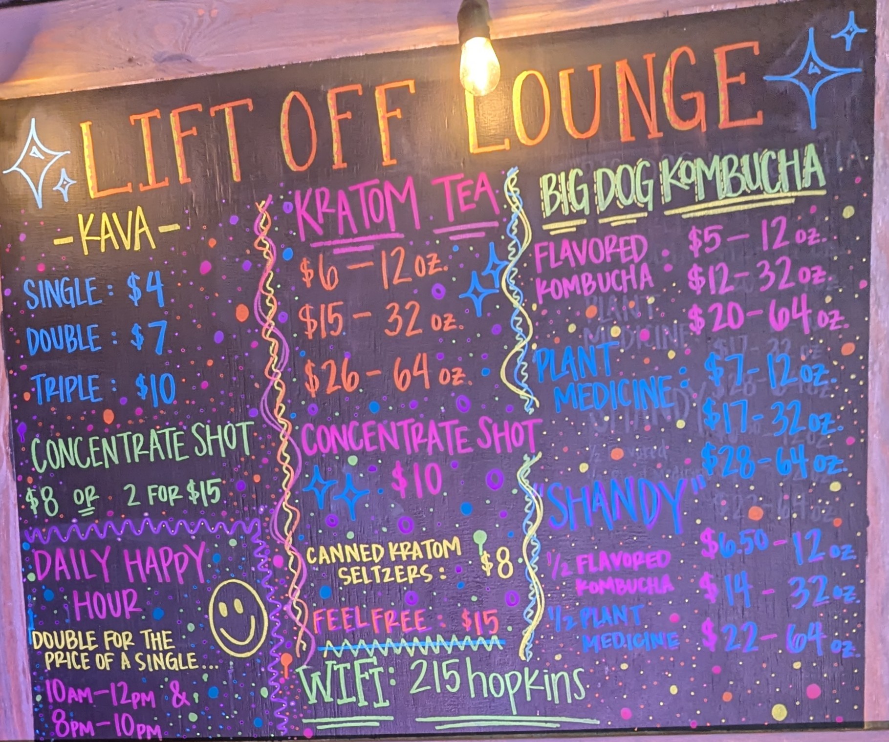 Liftoff Lounge Kava & Kombucha Menu