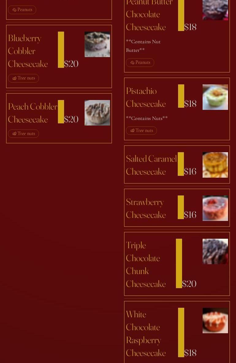 Bar Harbor Cheesecake Company Menu